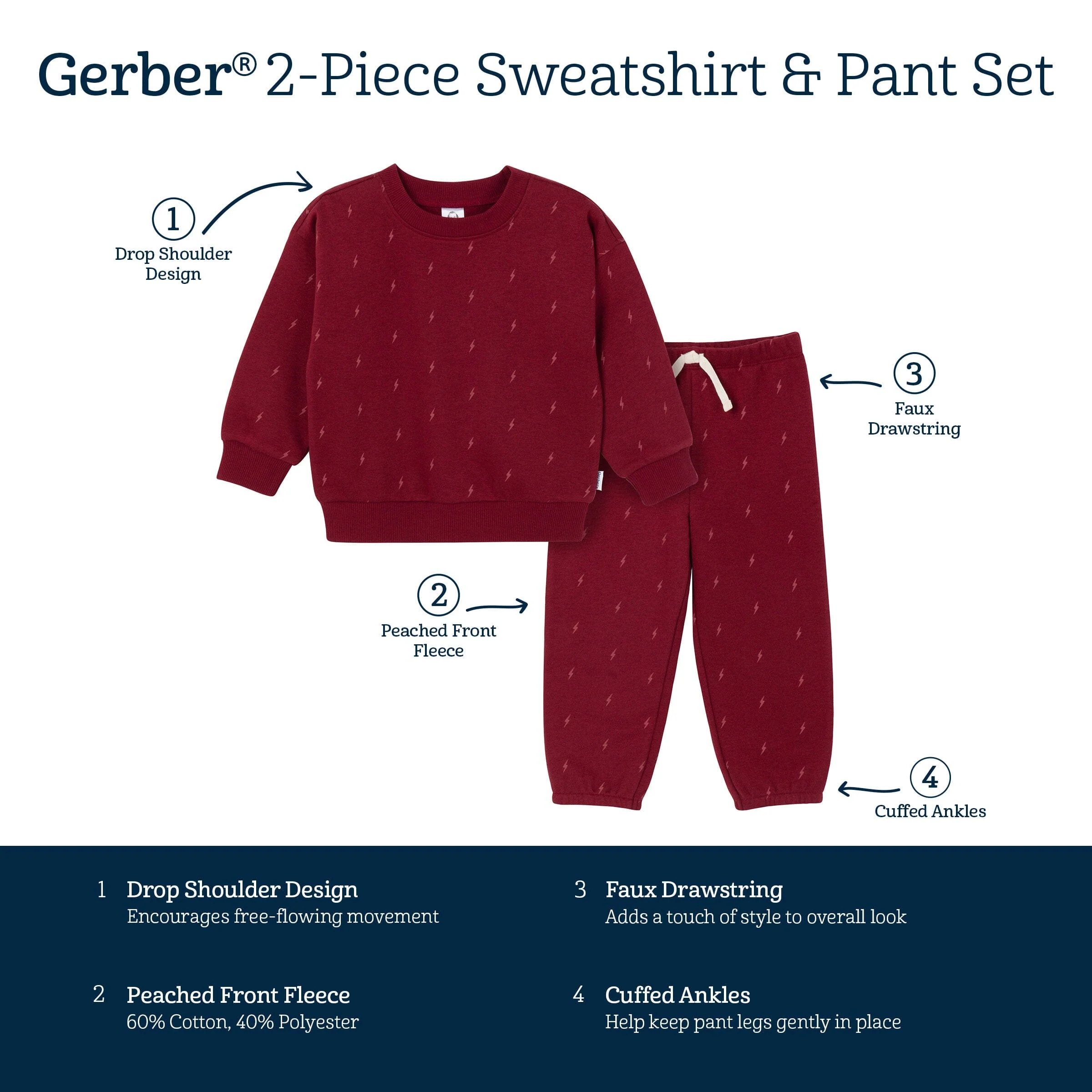 2-Piece Baby & Toddler Boys Lightning Sweatshirt & Pant Set - Image 8