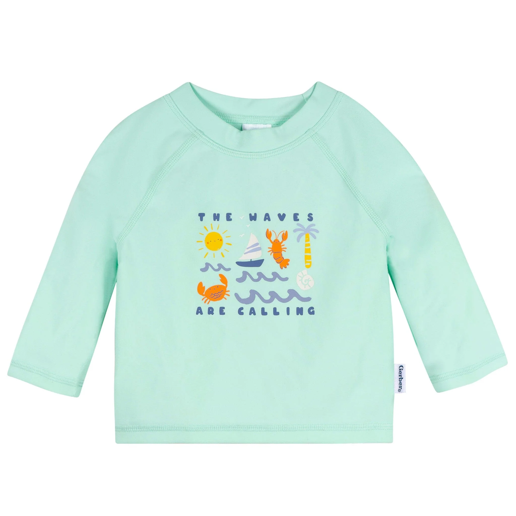 2-Piece Baby & Toddler Boys UPF 50+ Green Stamps Rash Guard & Swim Trunks Set - Image 2