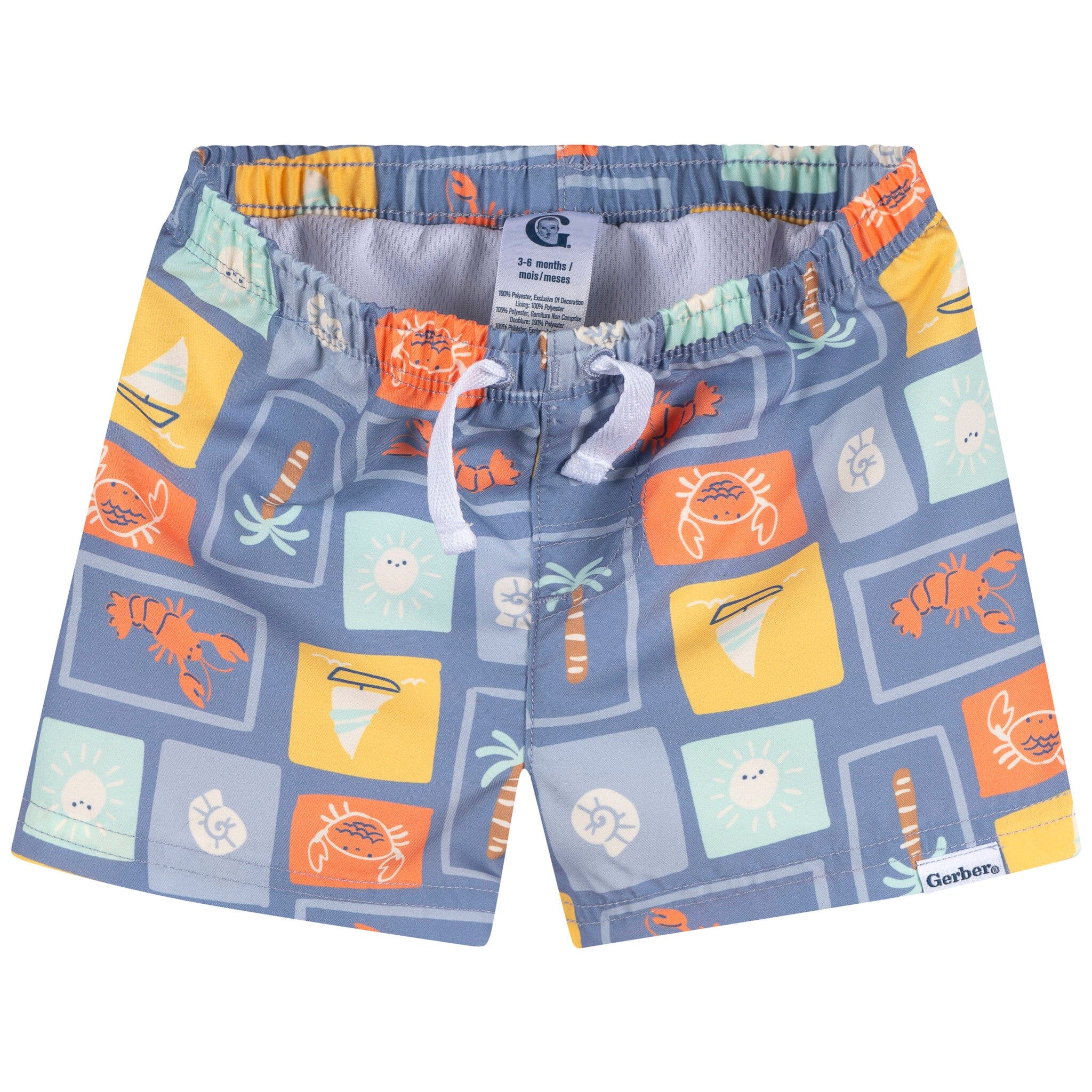 2-Piece Baby & Toddler Boys UPF 50+ Green Stamps Rash Guard & Swim Trunks Set - Image 5