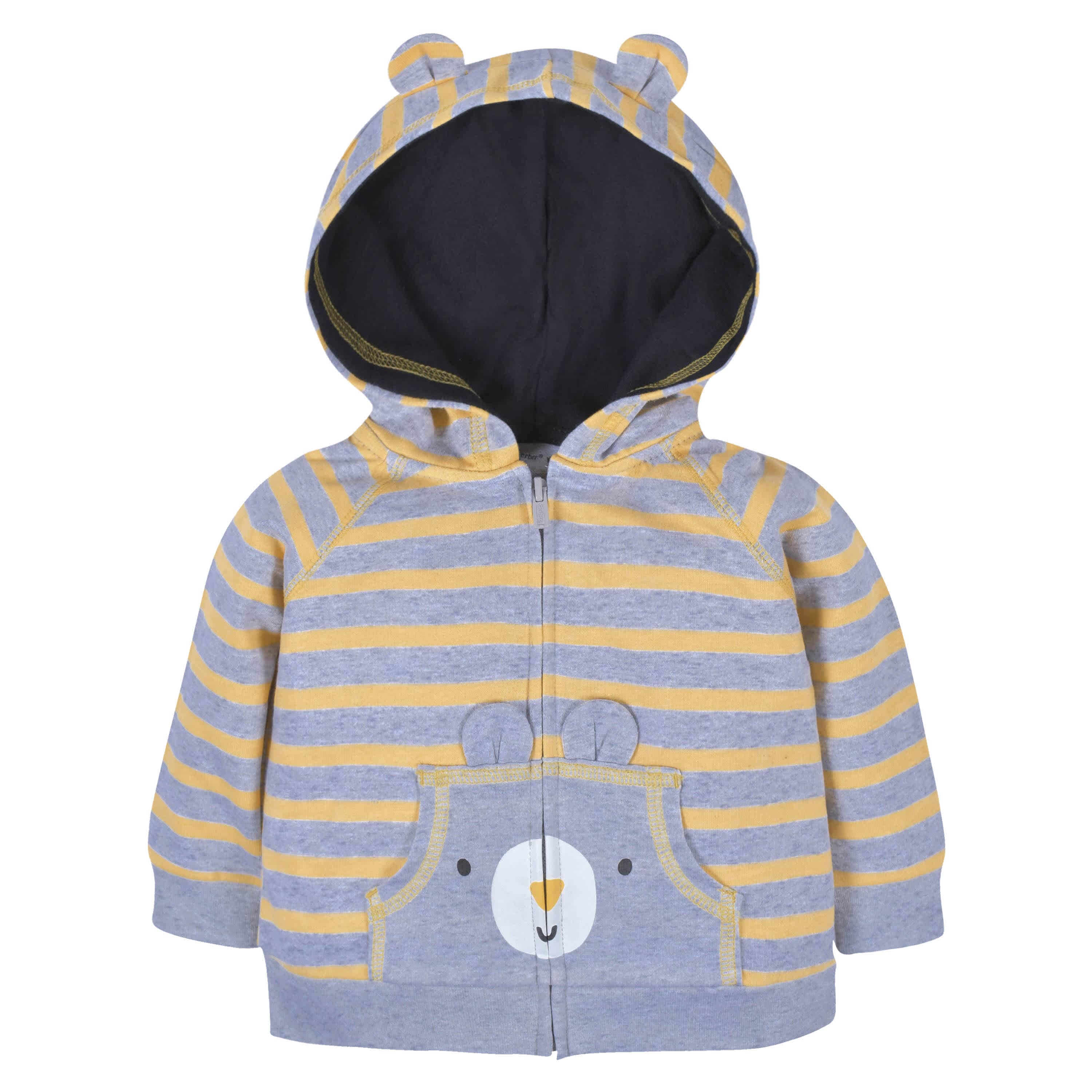 2-Piece Baby & Toddler Boys Striped Bear Terry Zip Hoodie & Joggers Set - Image 2