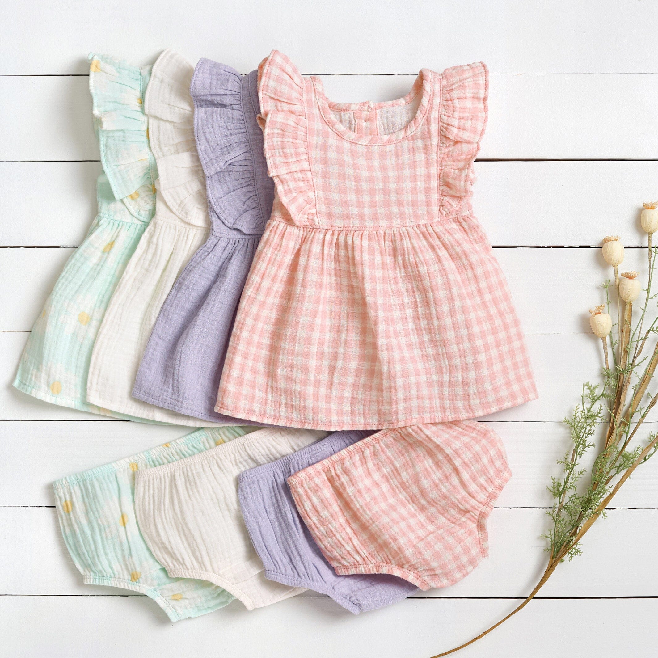 2-Piece Toddler Girls Ivory Gauze Dress & Diaper Cover Set - Image 8