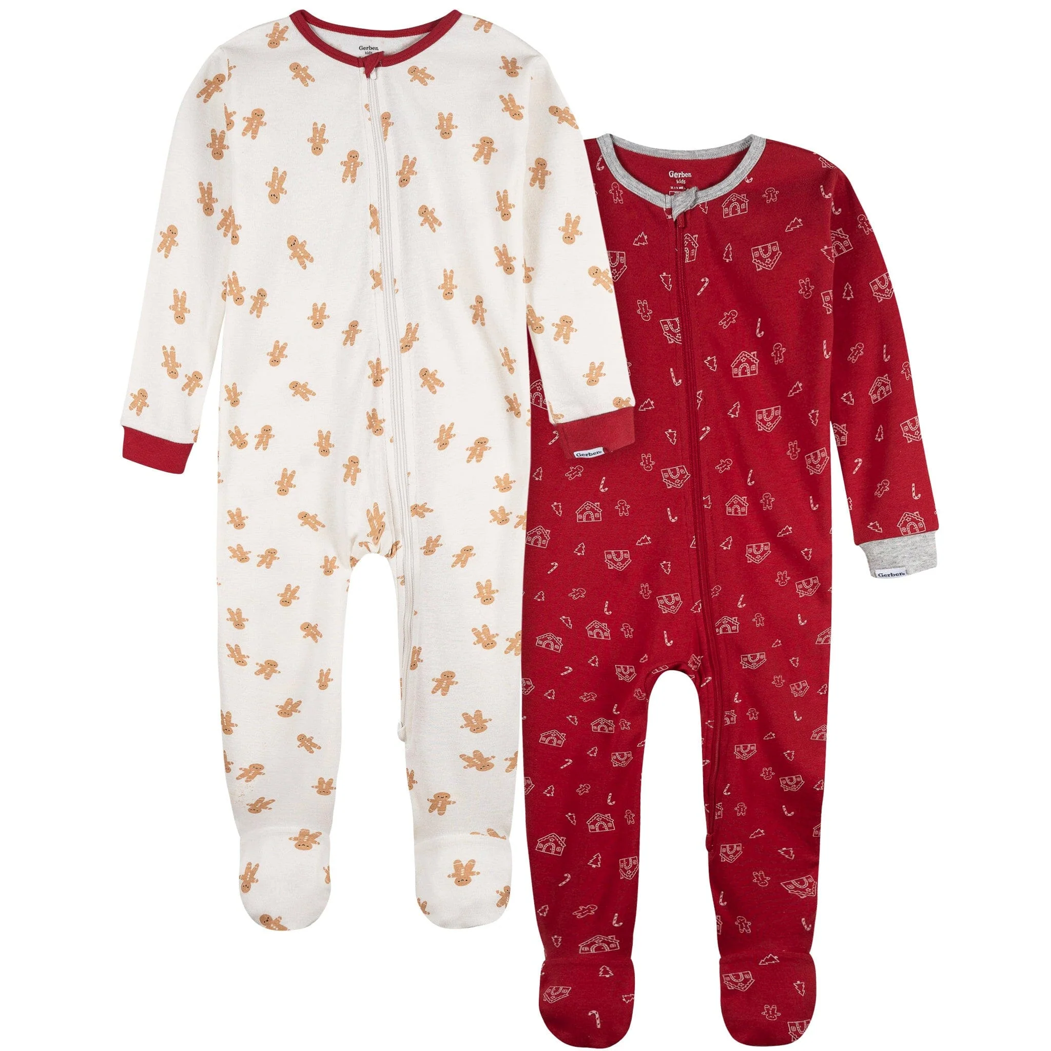 2-Piece Baby & Toddler Gingerbread People Snug Fit Footed Pajamas