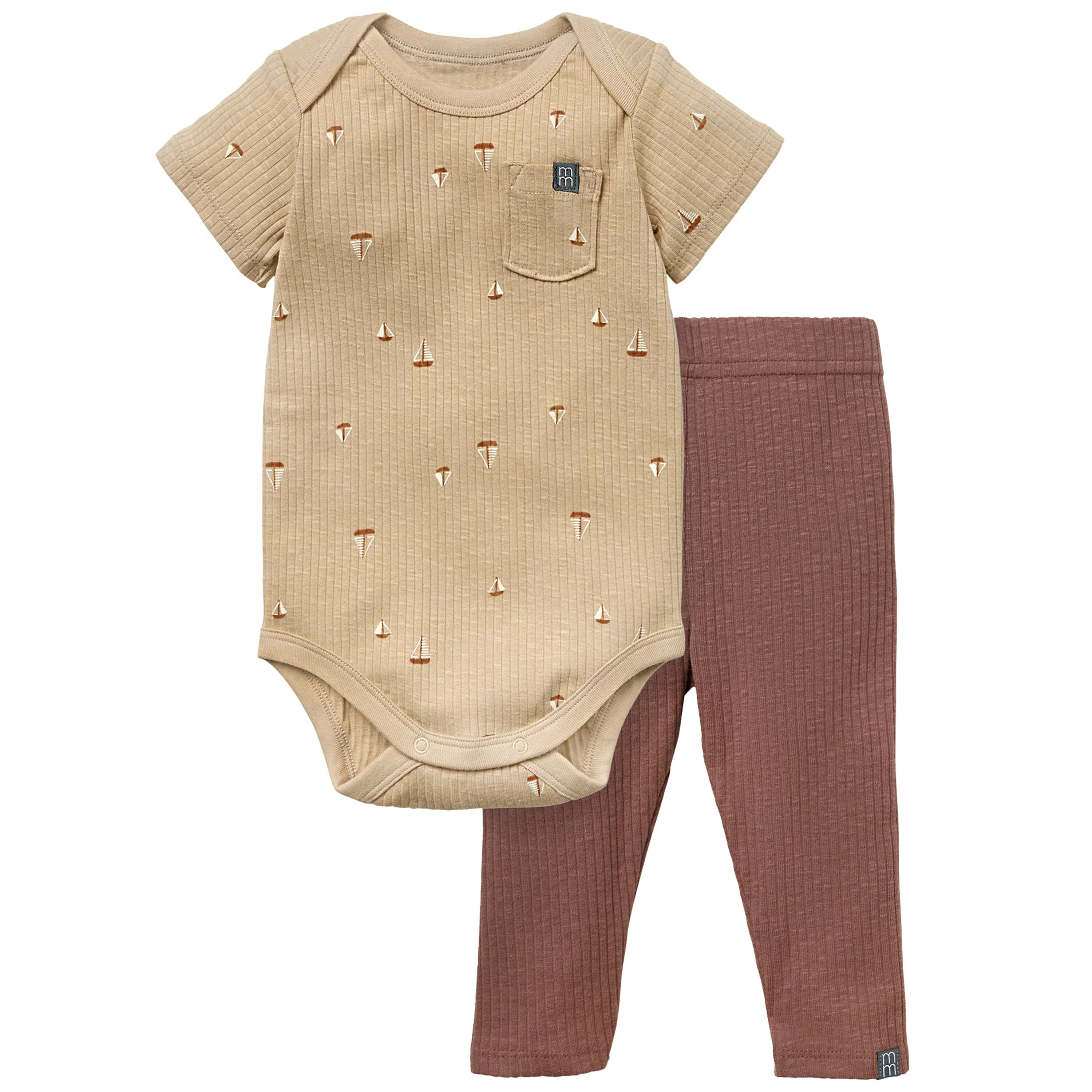 2-Piece Baby Boys Sailboat Short Sleeve Bodysuit & Pants Set
