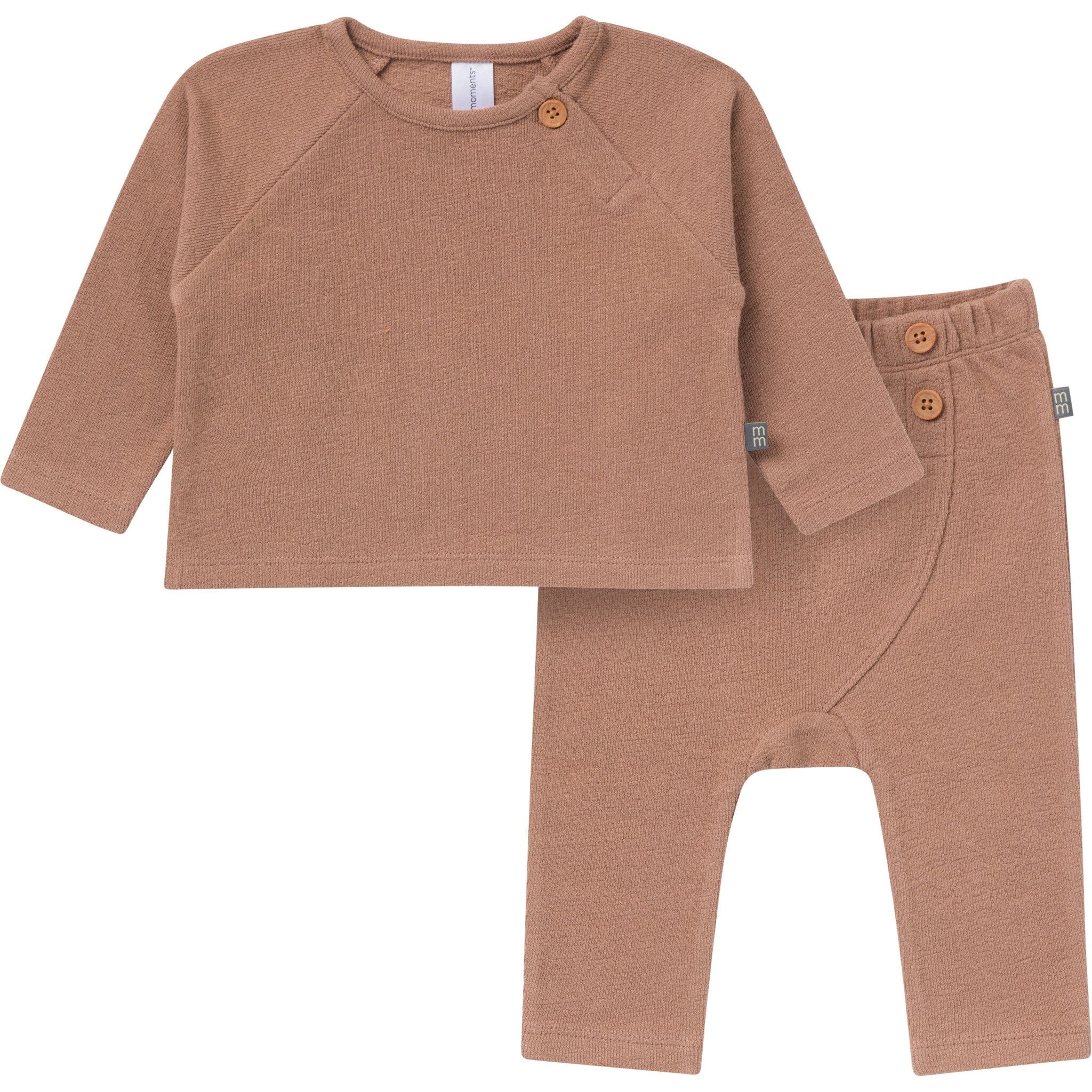 2-Piece Baby Boys Brown Raglan Top and Pant Set