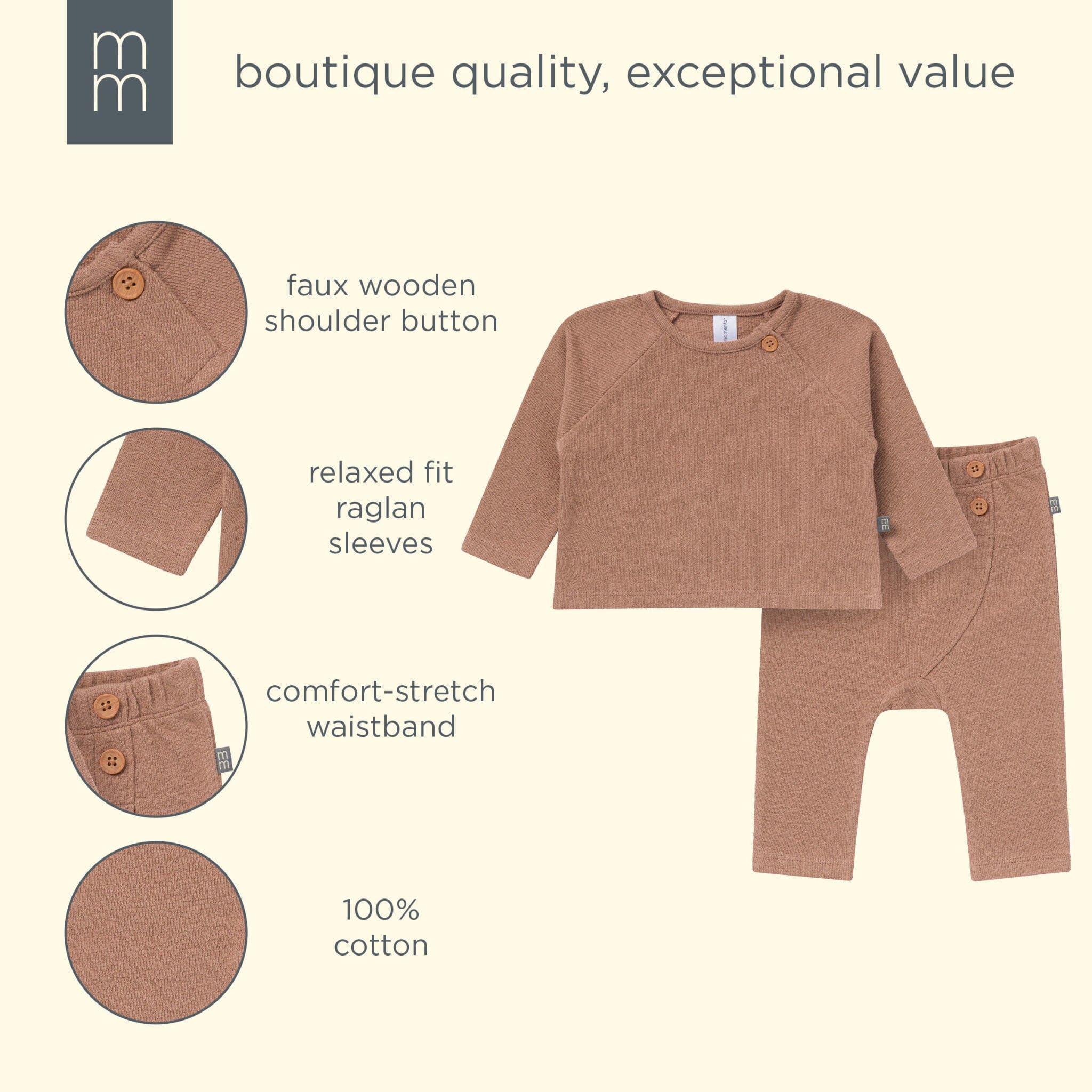 2-Piece Baby Boys Brown Raglan Top and Pant Set - Image 10