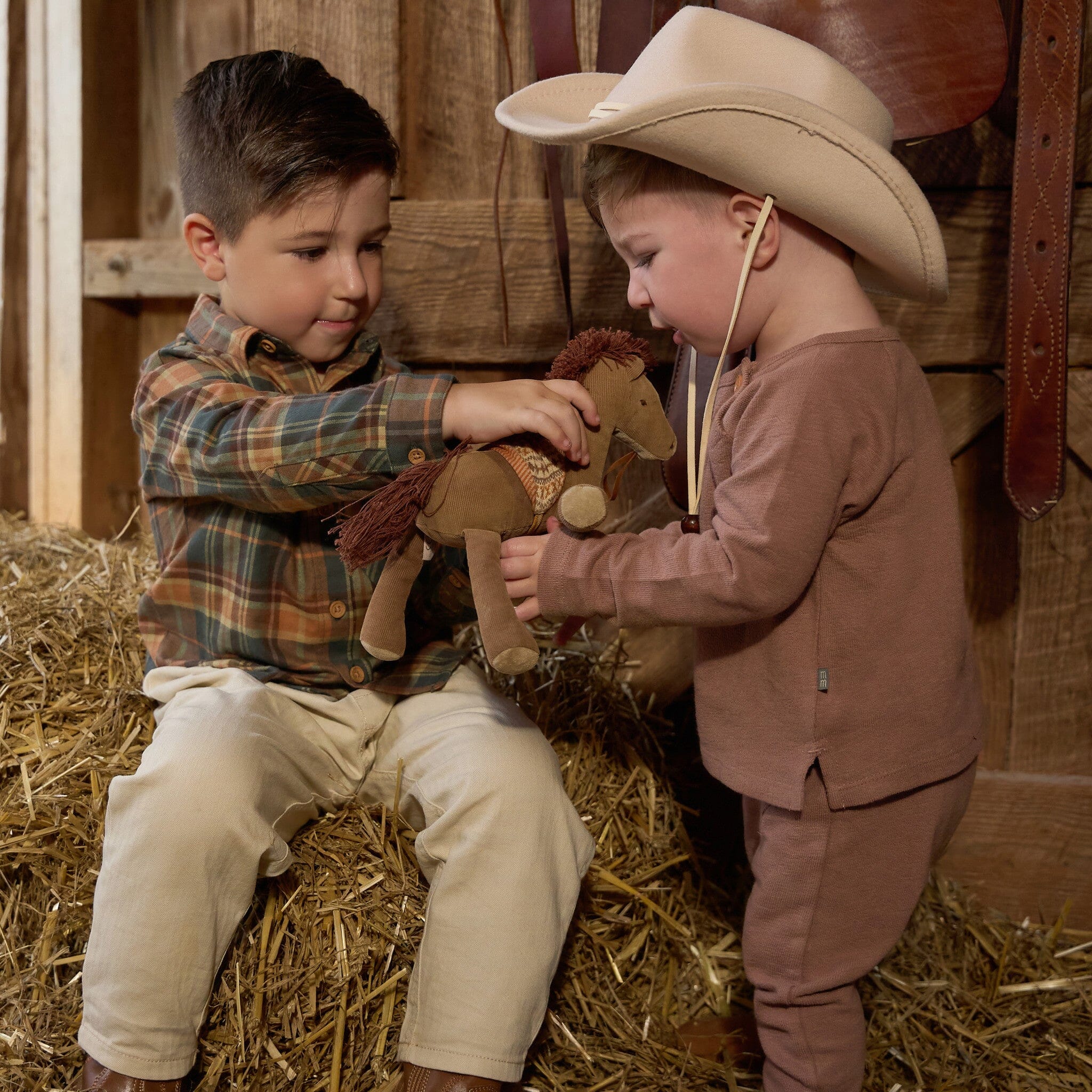 2-Piece Baby Boys Brown Raglan Top and Pant Set - Image 3