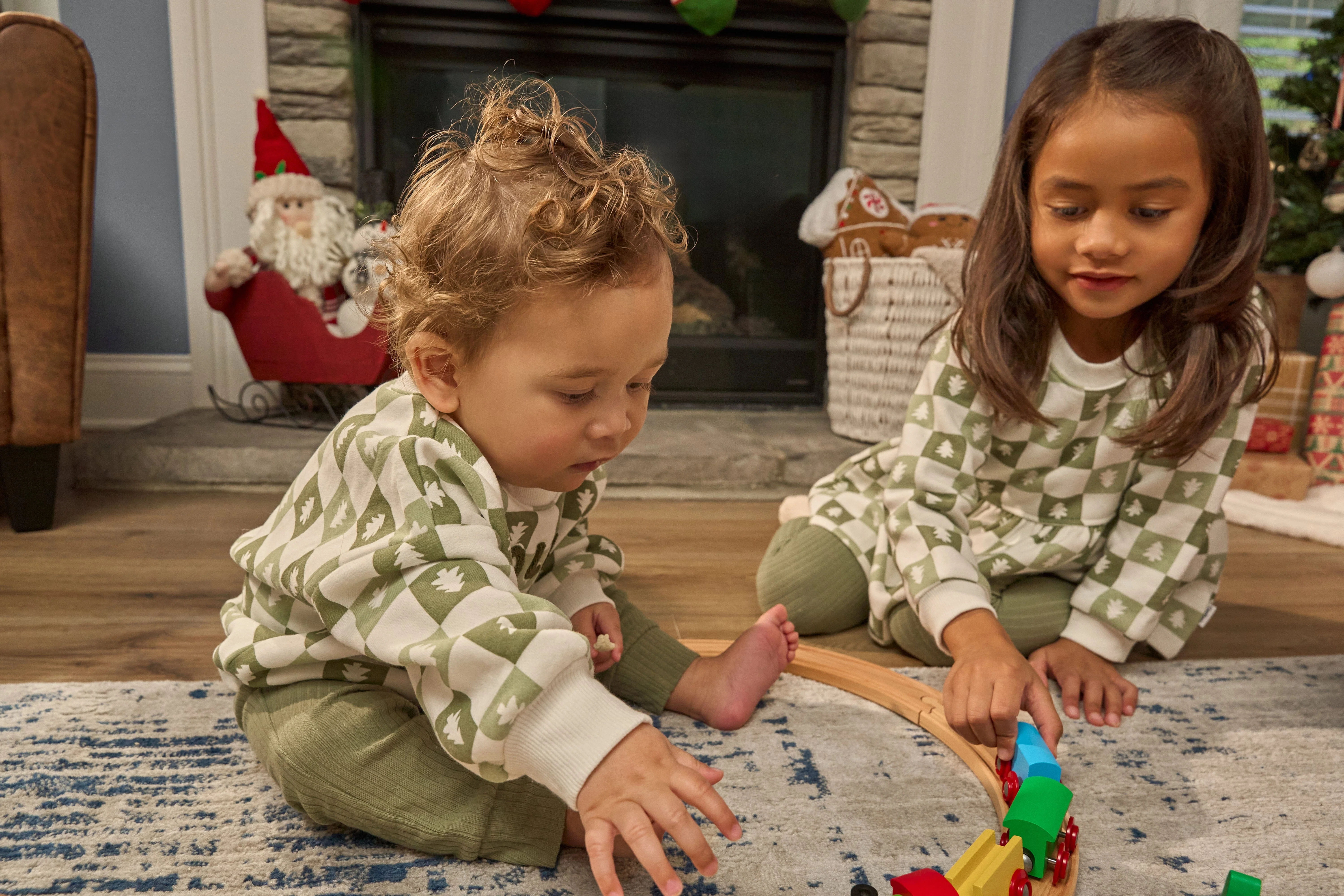 2-Piece Baby Boys Green Trees Sweatshirt and Pant Set - Image 3
