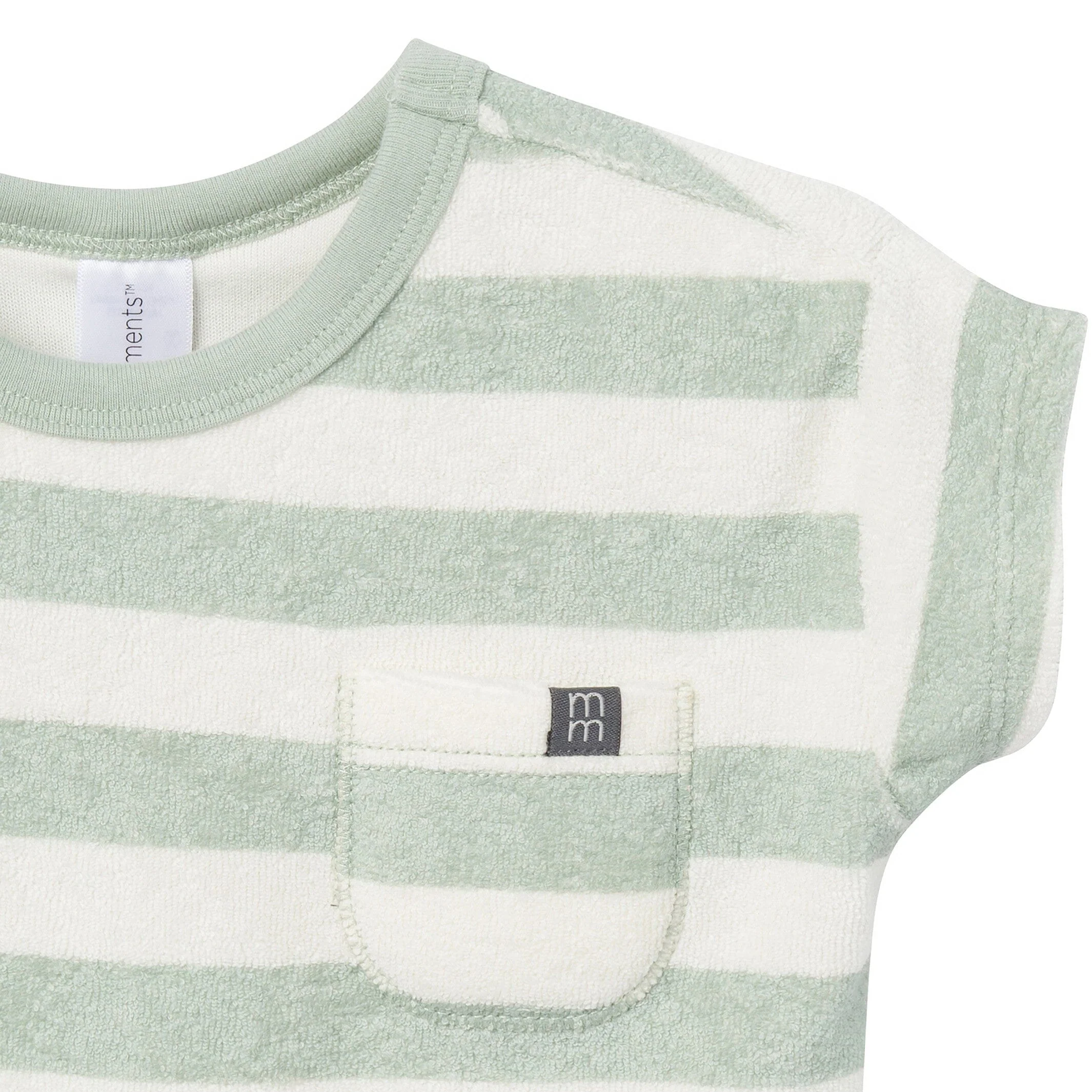 2-Piece Baby Boys Green Stripe Shirt and Shorts Set - Image 4