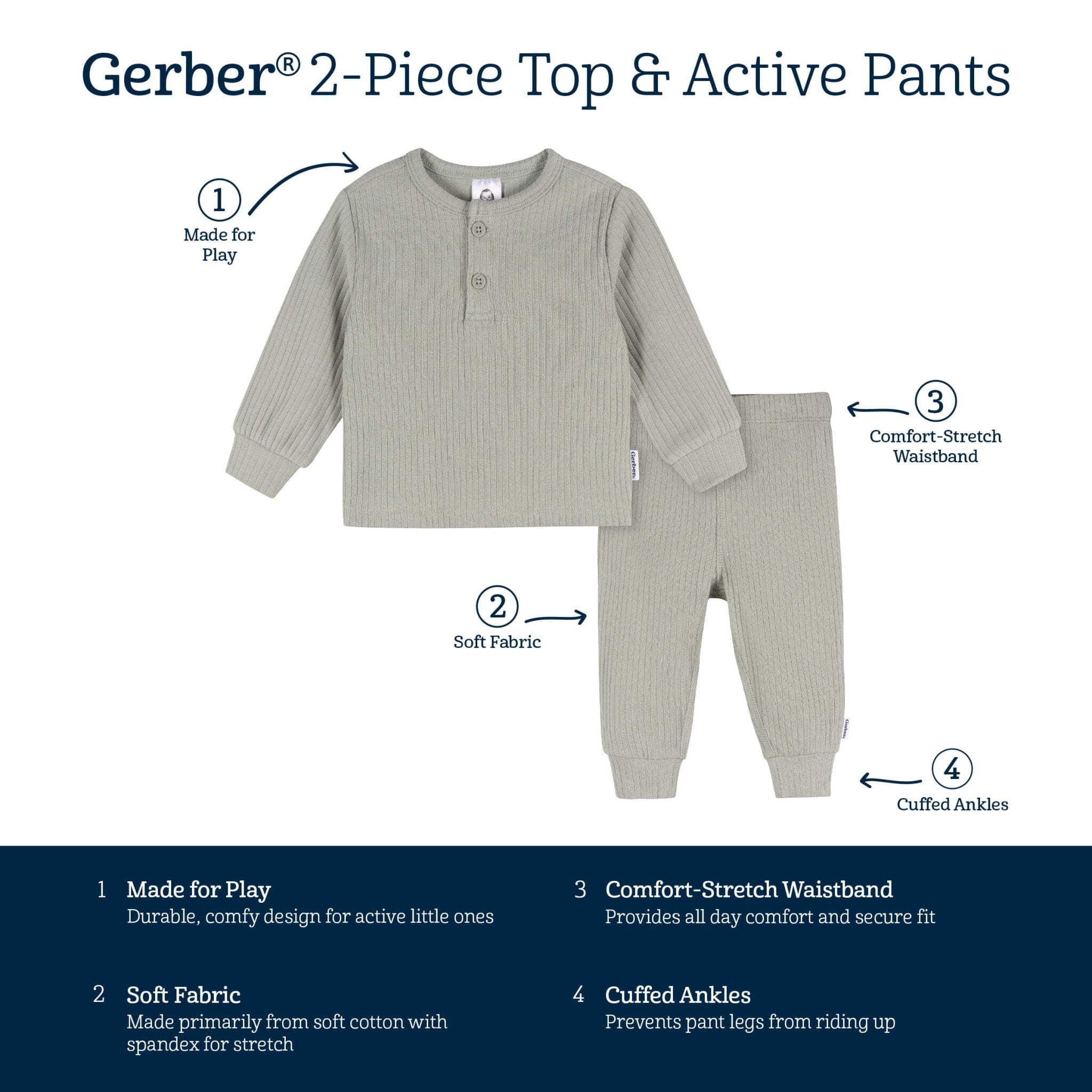 2-Piece Baby Boys Wrought Iron Top and Active Pant Set - Image 8