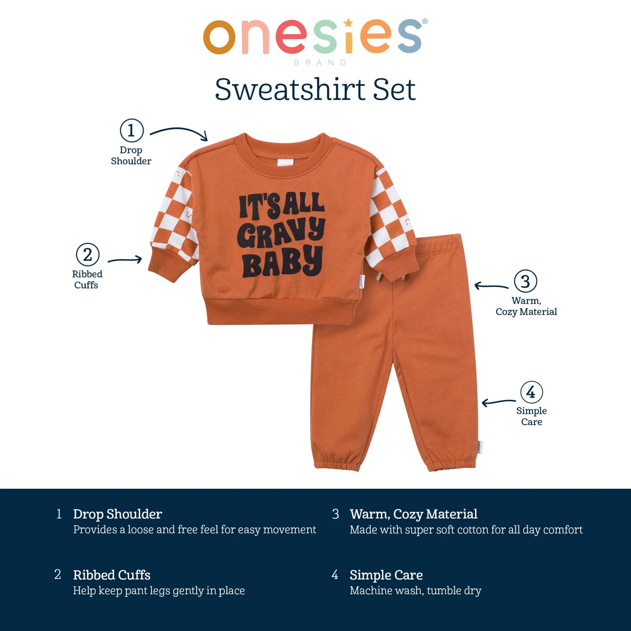 2-Piece Baby Boys It'S All Gravy Sweatshirt Set - Image 8
