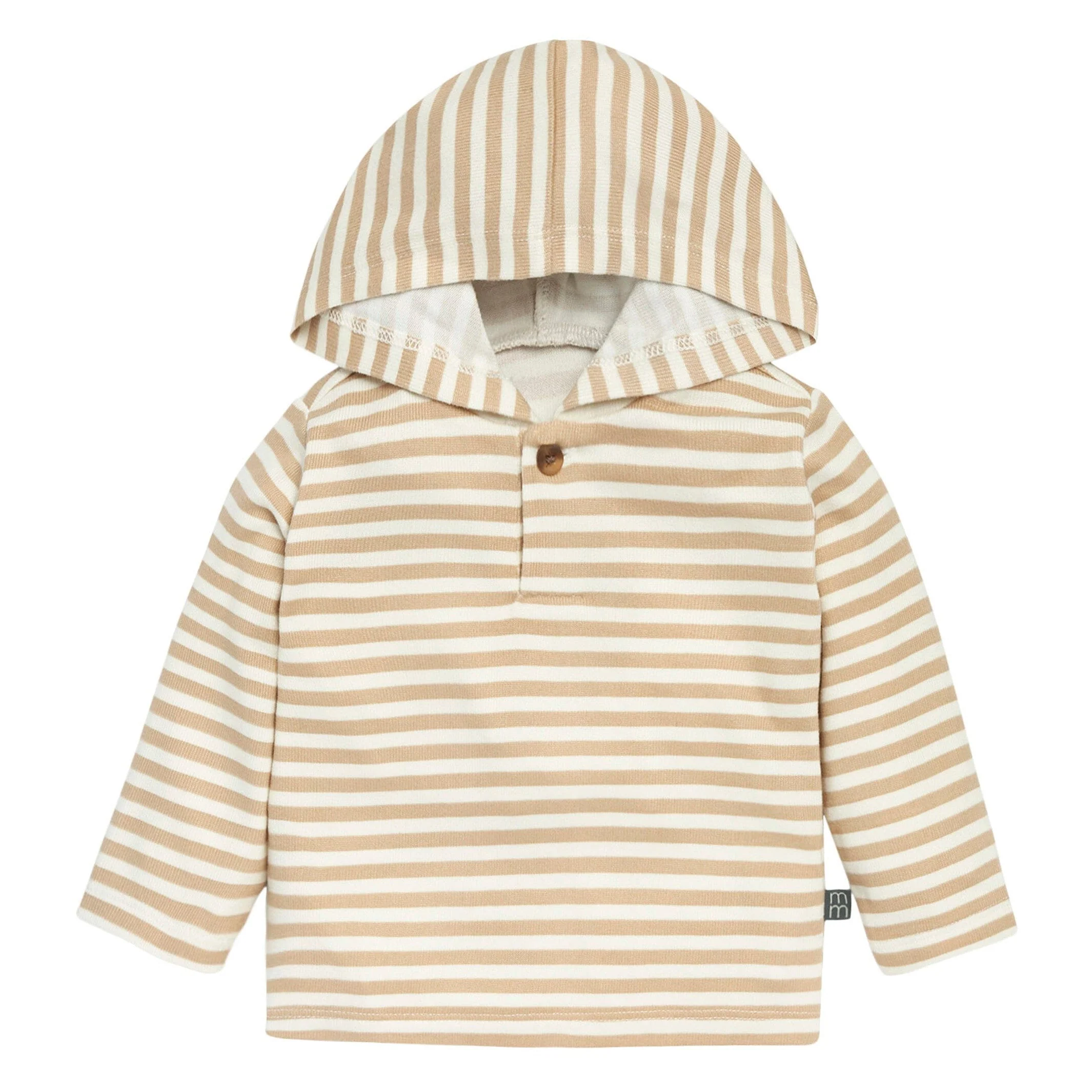 2-Piece Baby Boys Light Tan Stripe Hacci Hooded Top and Joggers Set - Image 2