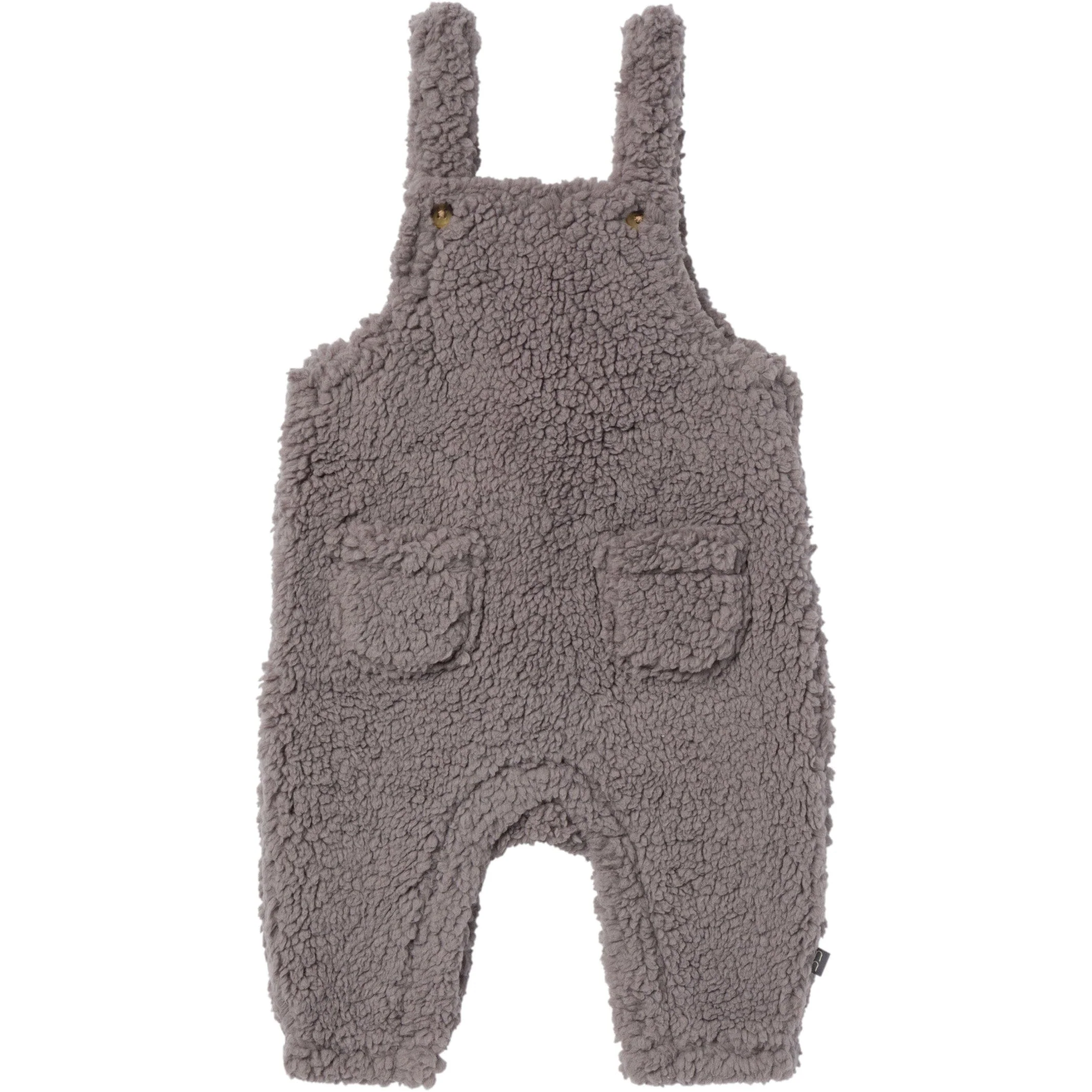 2-Piece Baby Neutral Medium Gray Microplush Overalls - Image 4