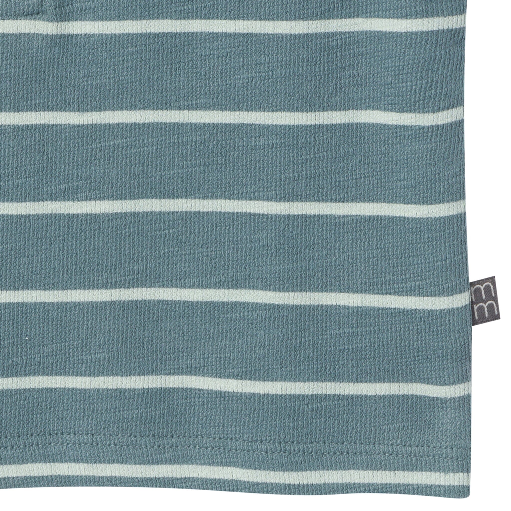 2-Piece Baby Boys Teal Stripe Henley Shirt and Shorts Set - Image 4