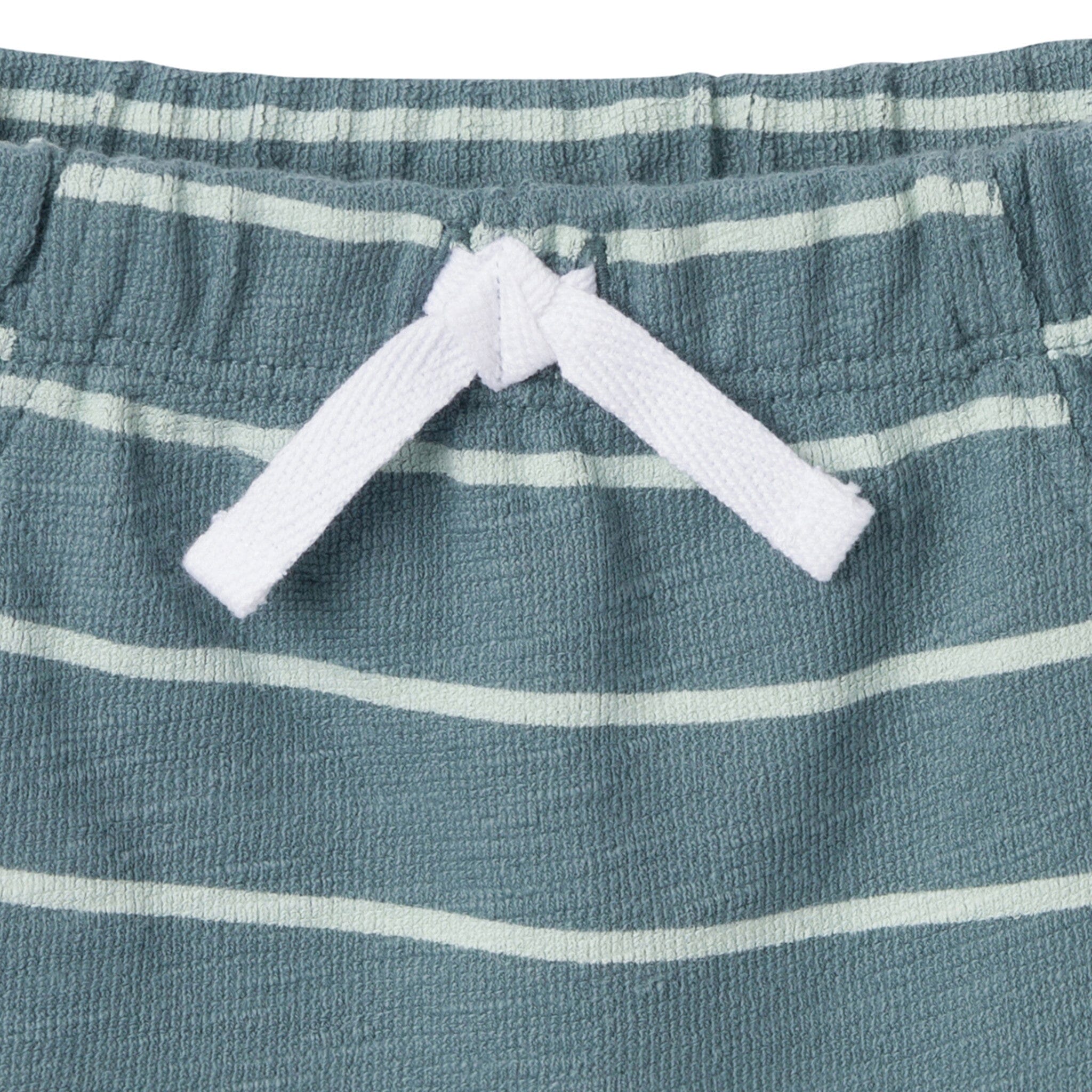 2-Piece Baby Boys Teal Stripe Henley Shirt and Shorts Set - Image 6