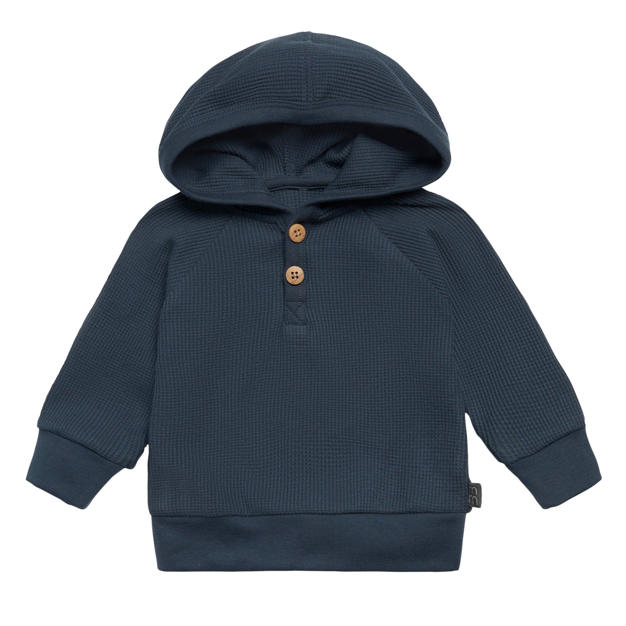 2-Piece Baby Boys Navy Waffle Hoodie and Pant Set - Image 2