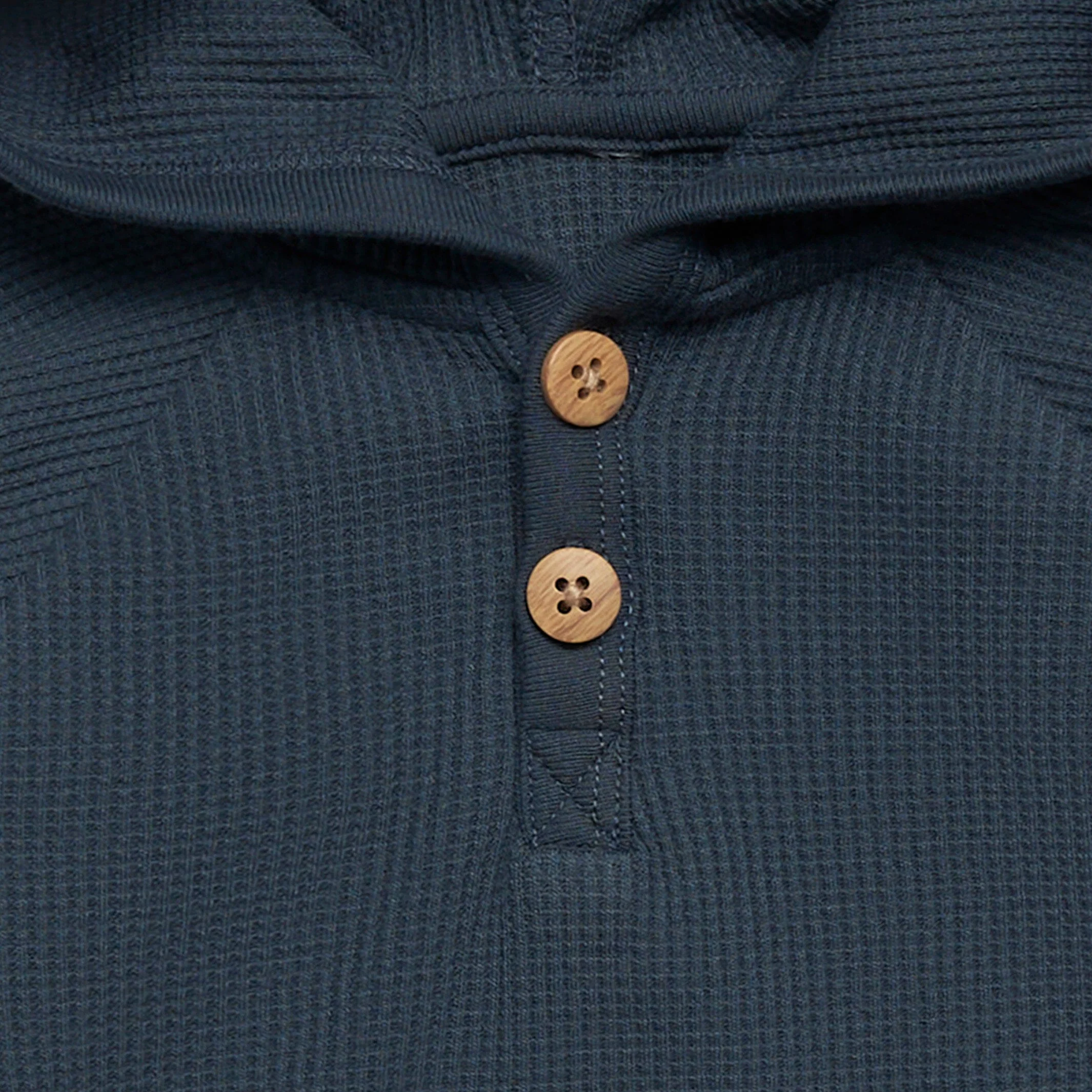 2-Piece Baby Boys Navy Waffle Hoodie and Pant Set - Image 3