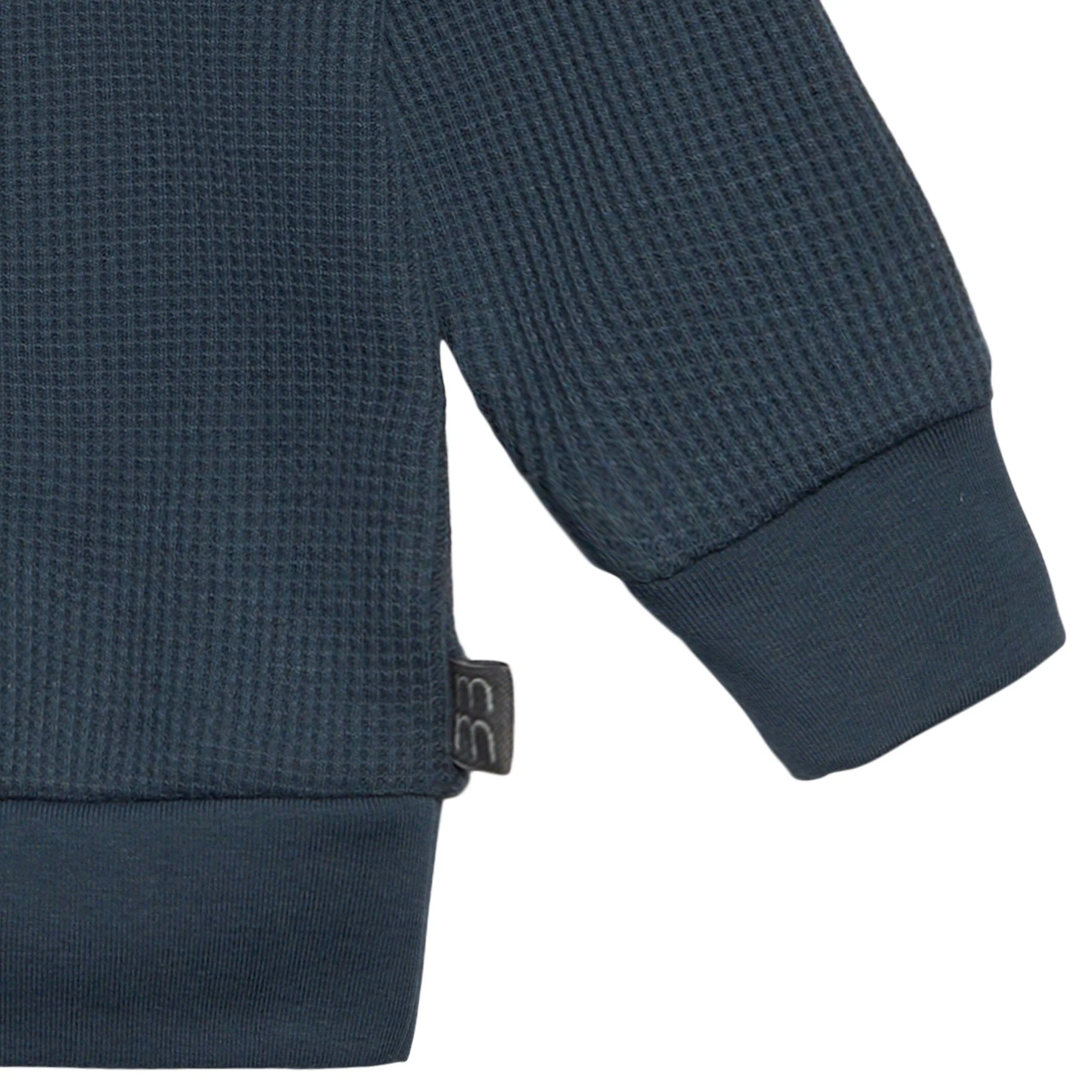 2-Piece Baby Boys Navy Waffle Hoodie and Pant Set - Image 4