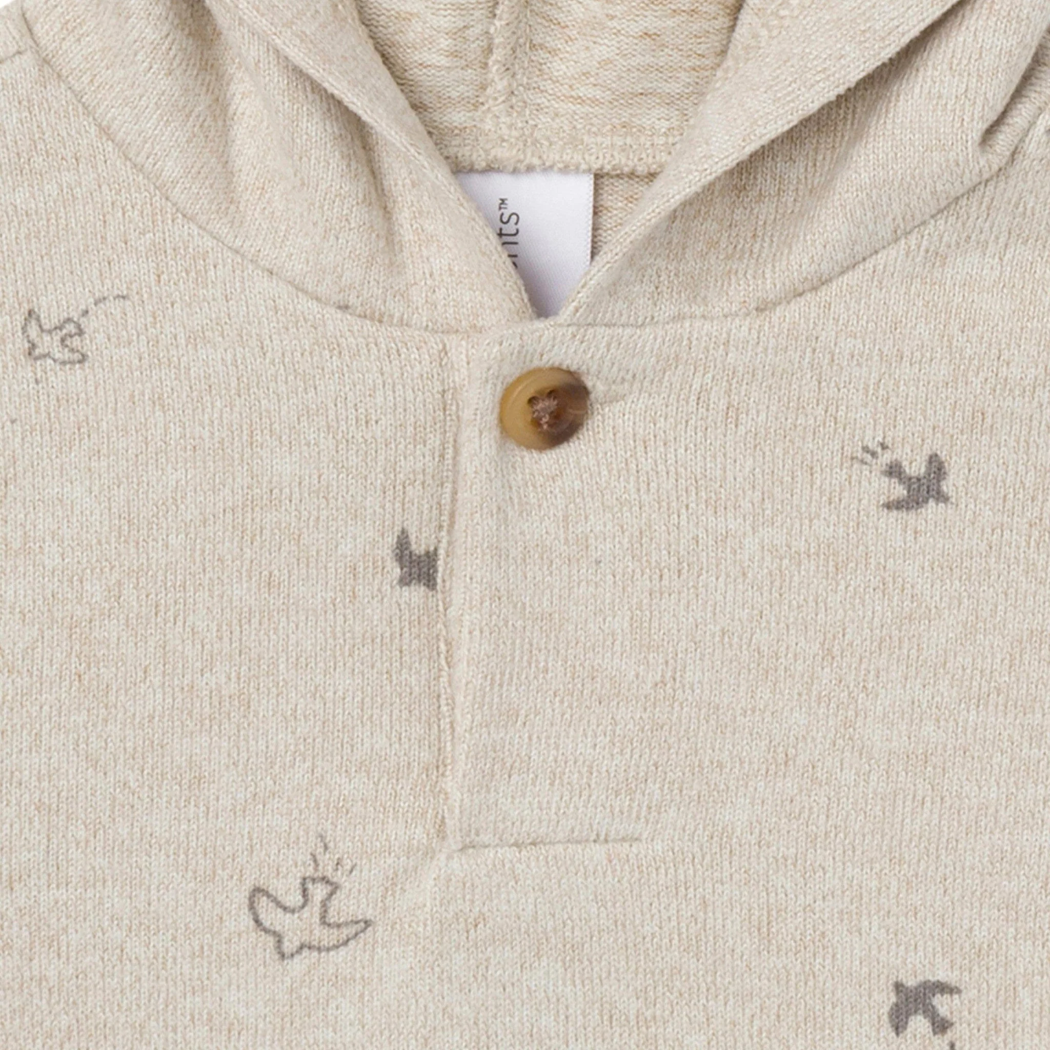 2-Piece Baby Boys Oatmeal Heather Hooded Brushed Hacci Set - Image 3