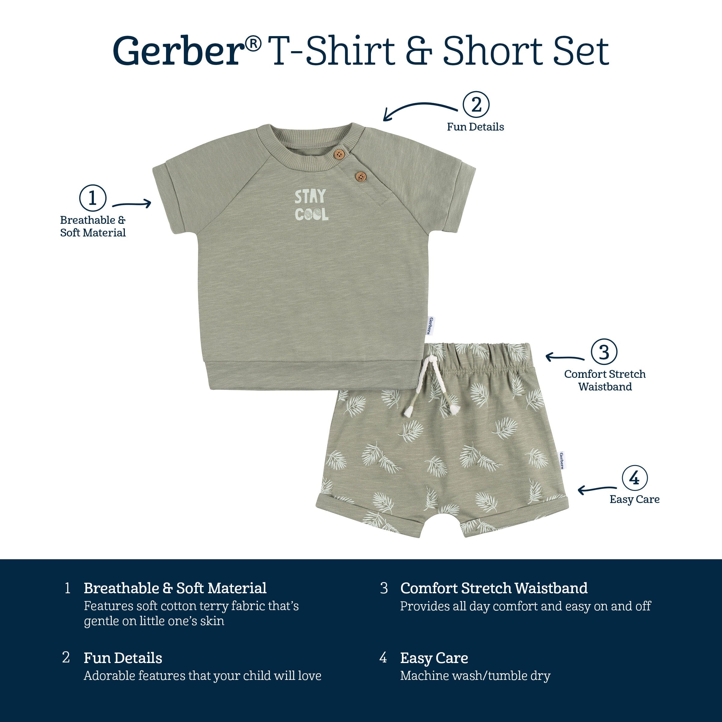 2-Piece Baby Boys Palms T-Shirt and Shorts Set - Image 9