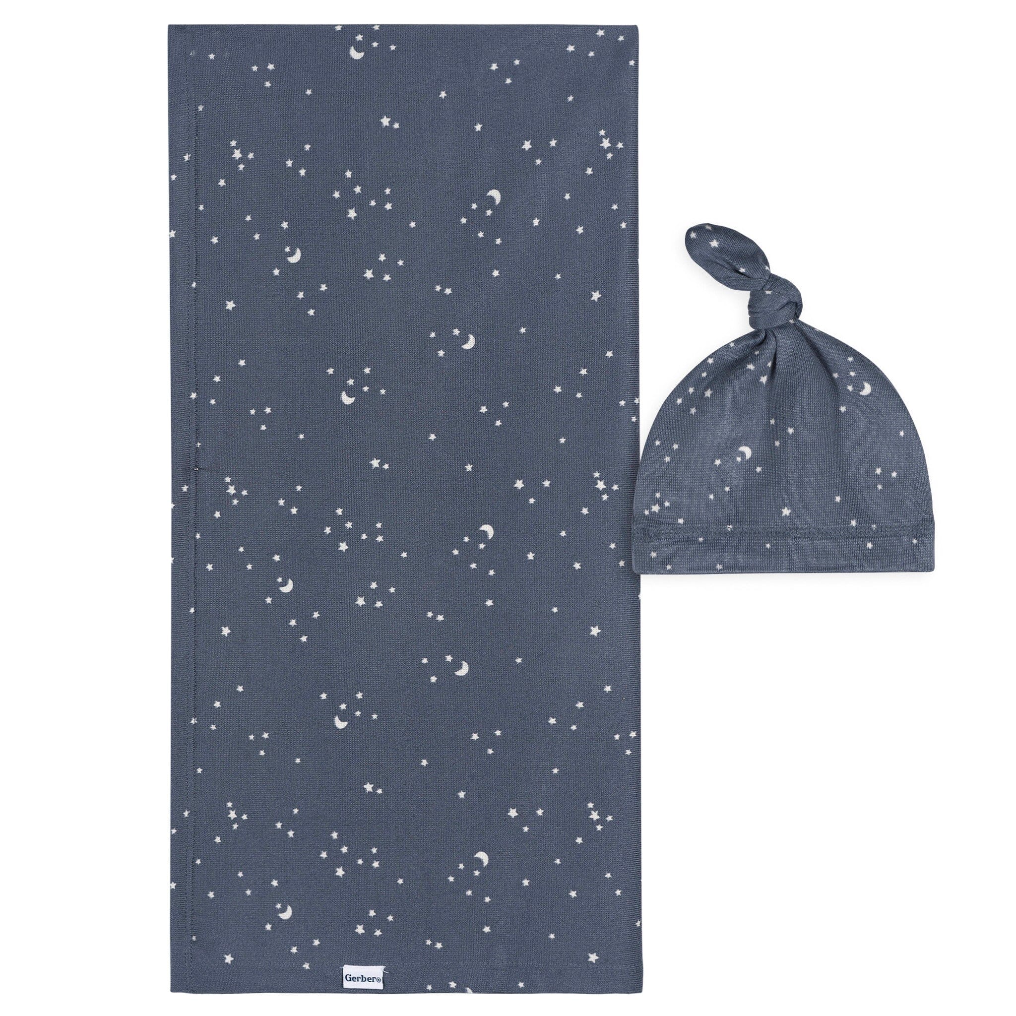2-Piece Baby Boys Stars & Moon Swaddle and Cap Set