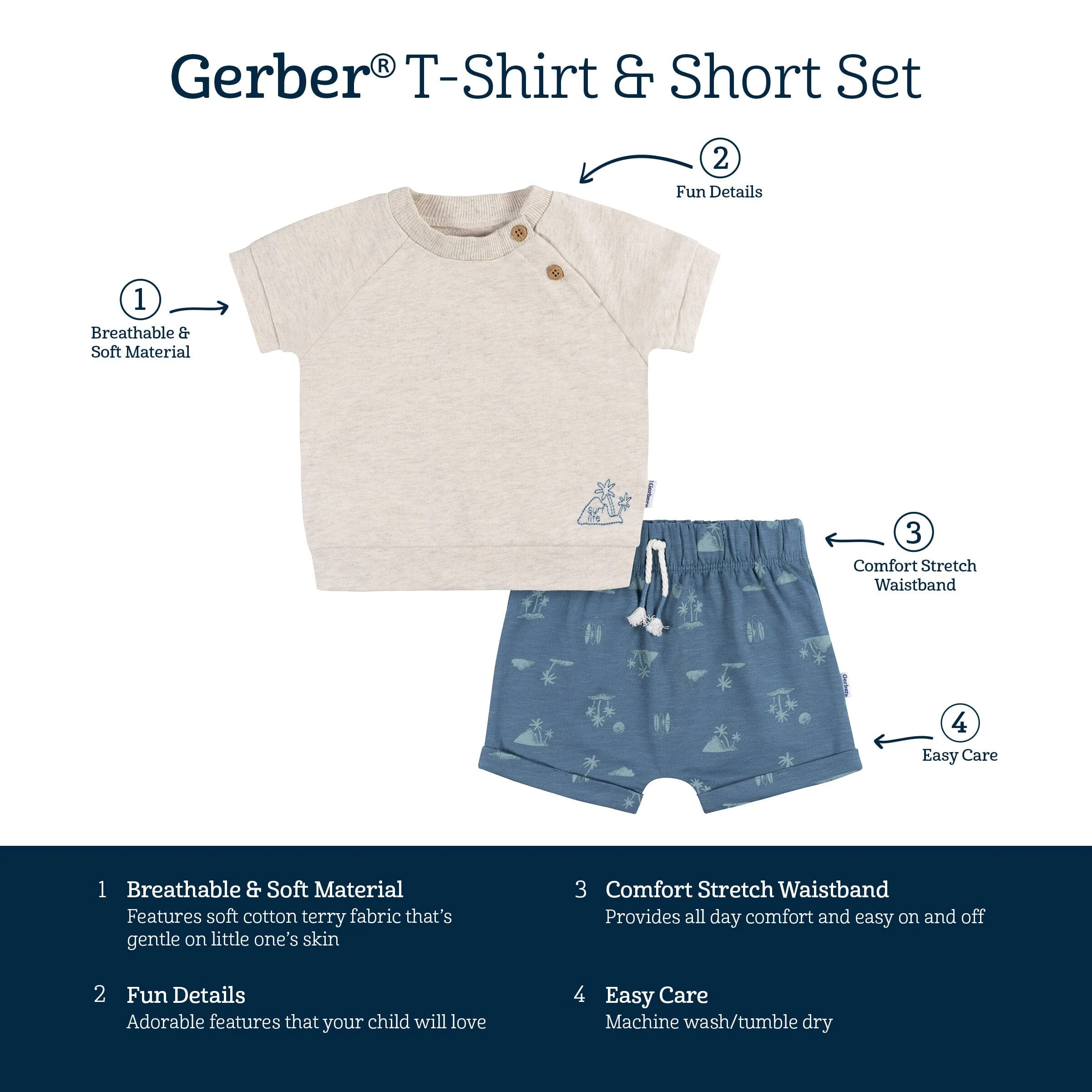 2-Piece Baby Boys Surf Life T-Shirt and Shorts Set - Image 7