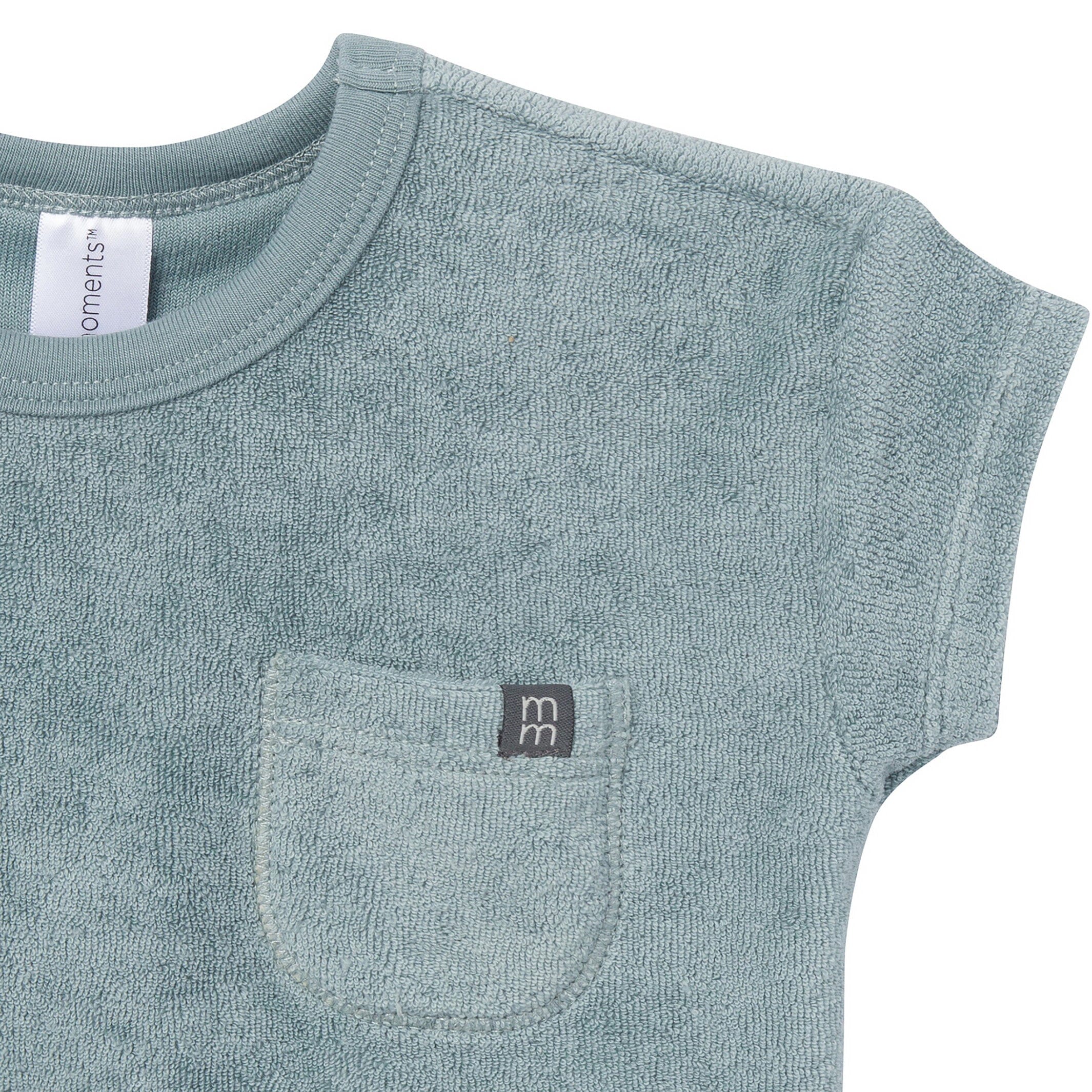 2-Piece Baby Boys Teal Shirt and Shorts Set - Image 3