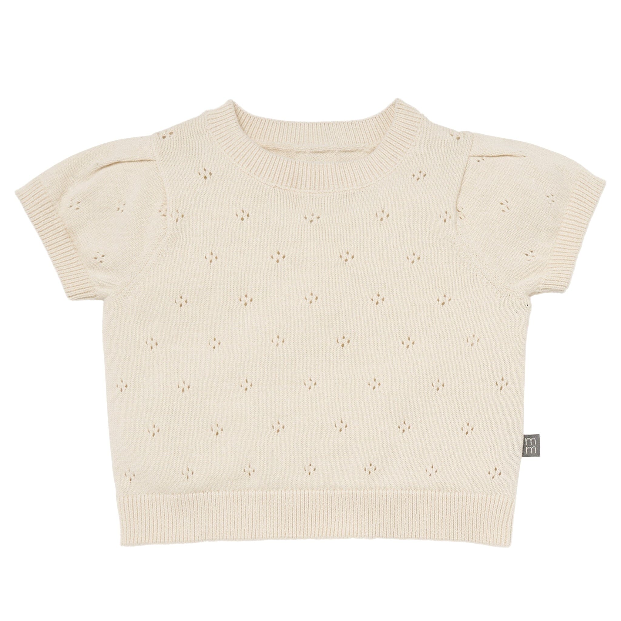 2-Piece Baby Girls Beige Sweater Knit Top and Shorts Set - Image 2