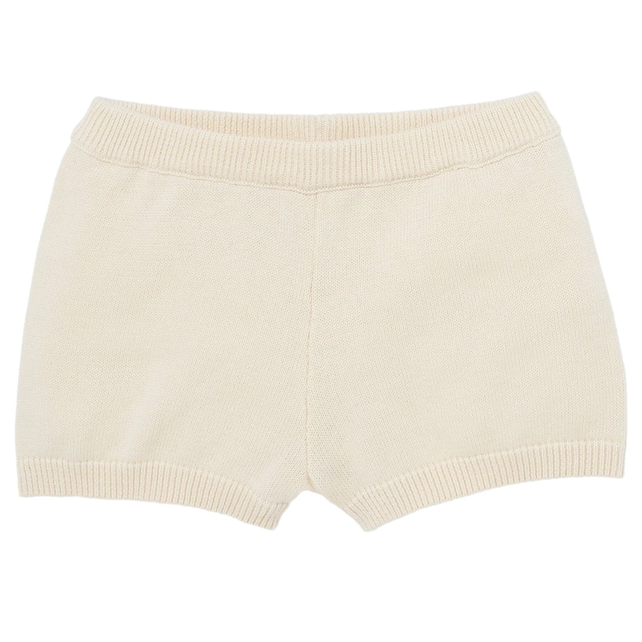 2-Piece Baby Girls Beige Sweater Knit Top and Shorts Set - Image 6
