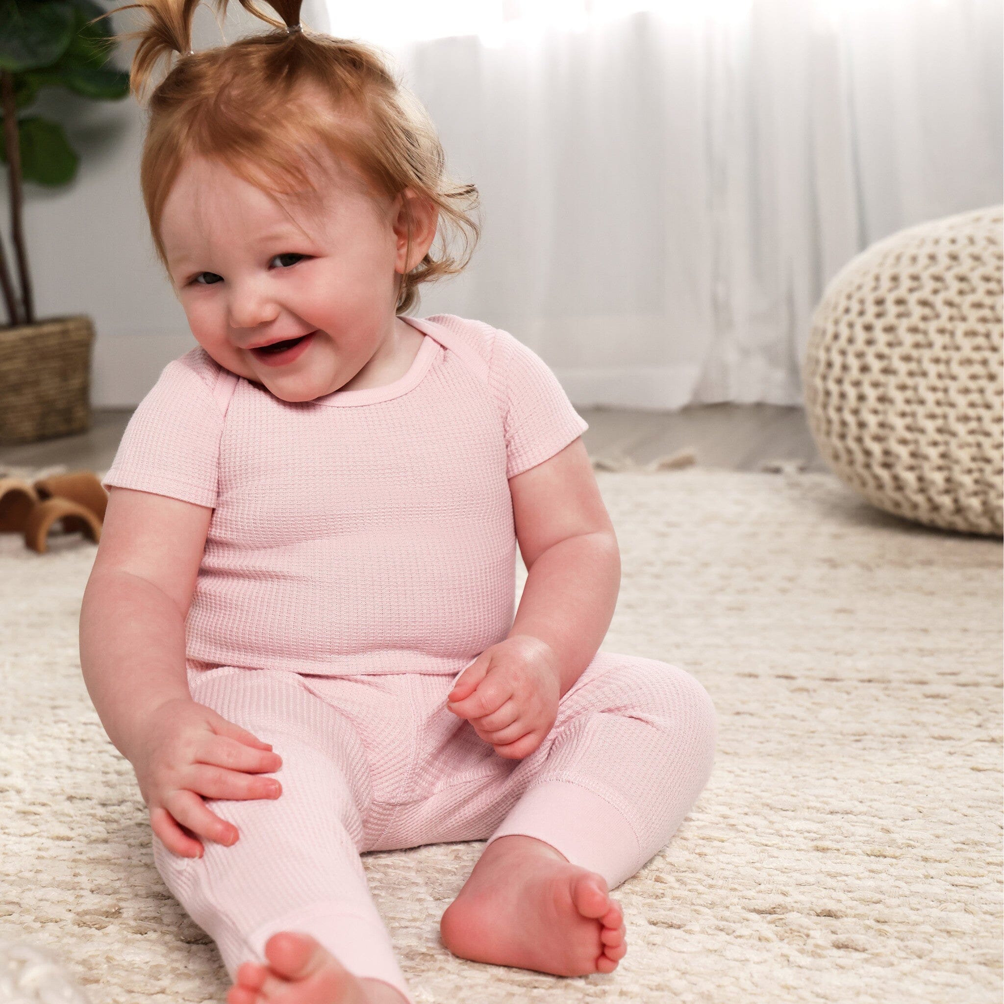2-Piece Baby Girls Chalk Pink Onesies® Bodysuit and Pants Set - Image 2