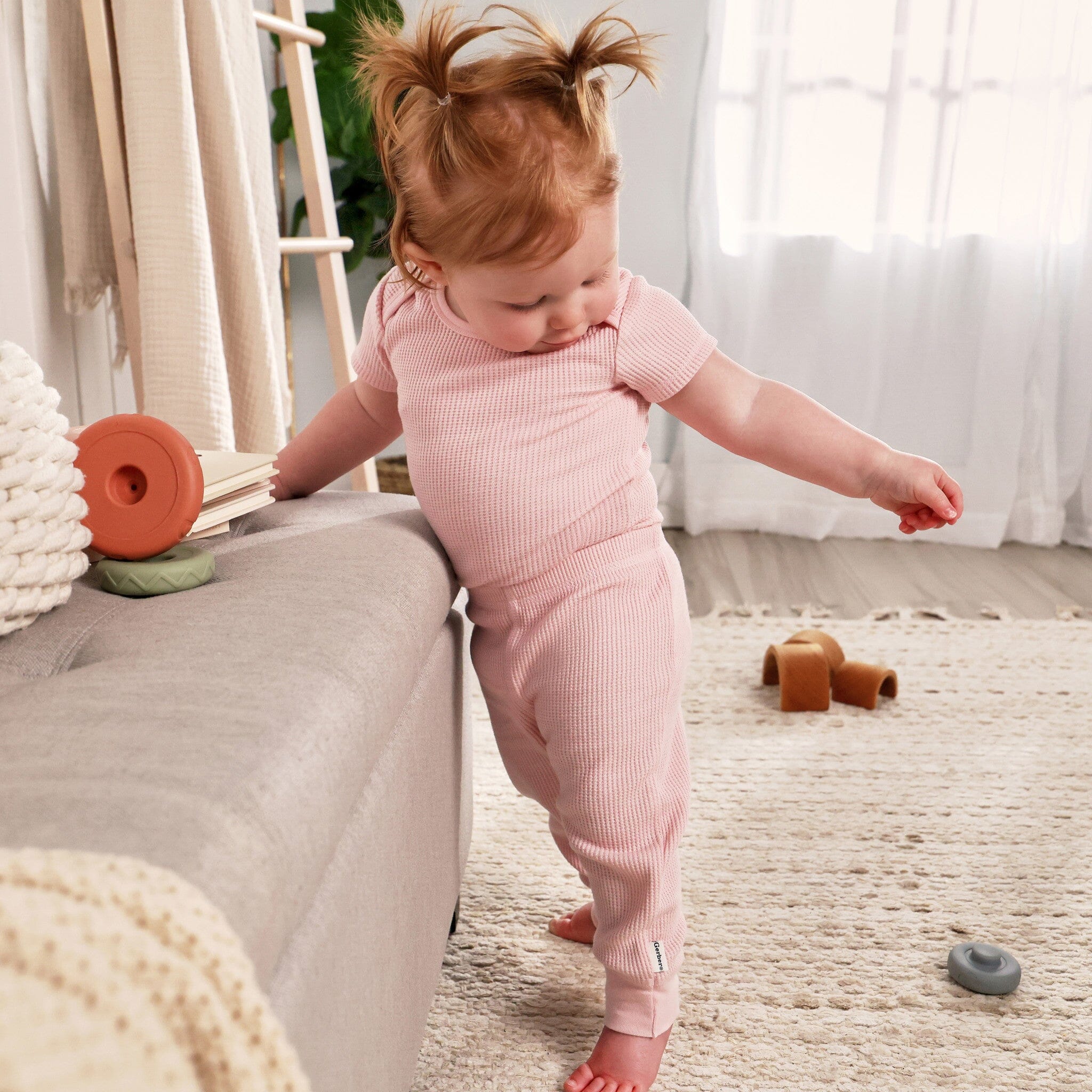 2-Piece Baby Girls Chalk Pink Onesies® Bodysuit and Pants Set - Image 3