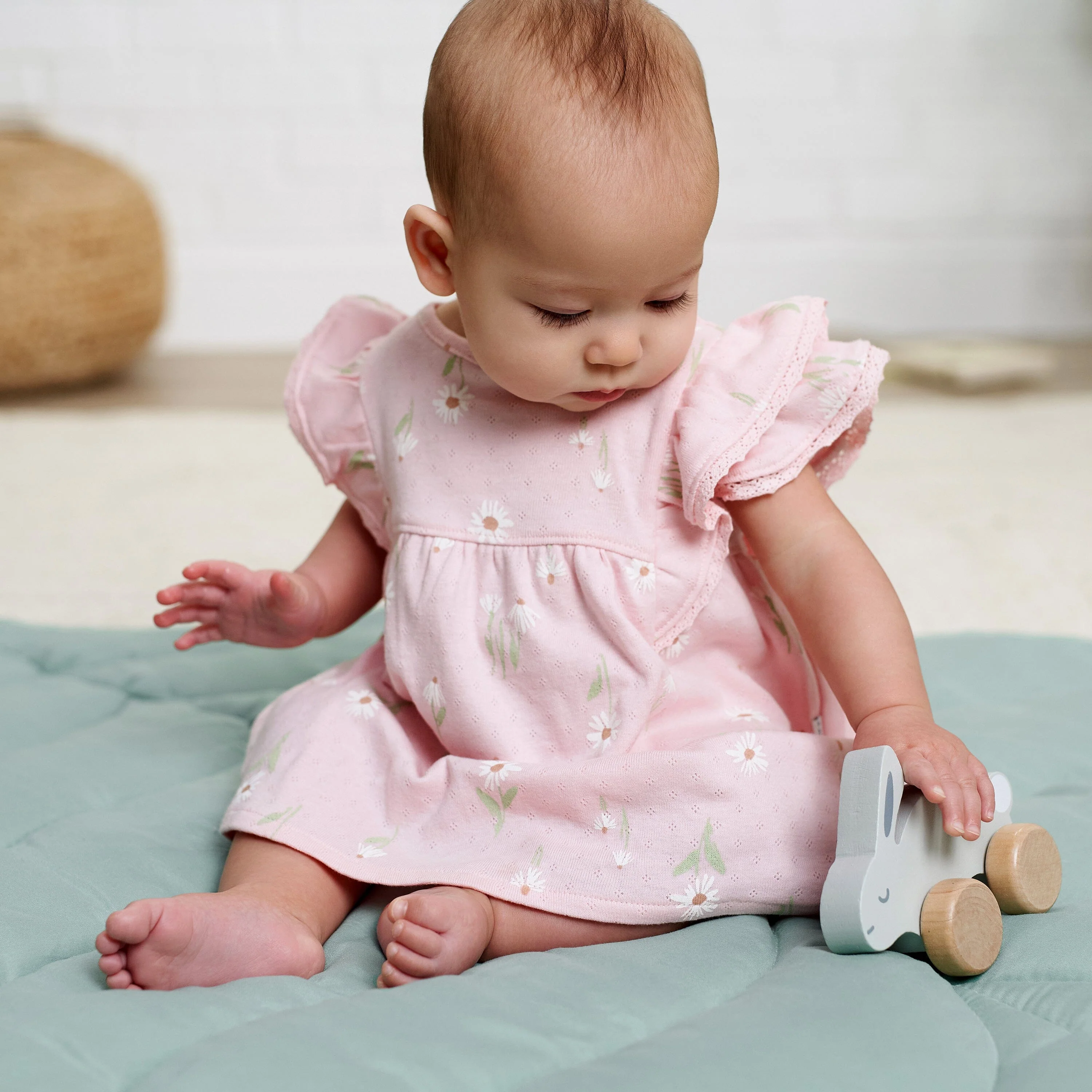 2-Piece Baby Girls Daisies Dress & Diaper Cover Set - Image 2
