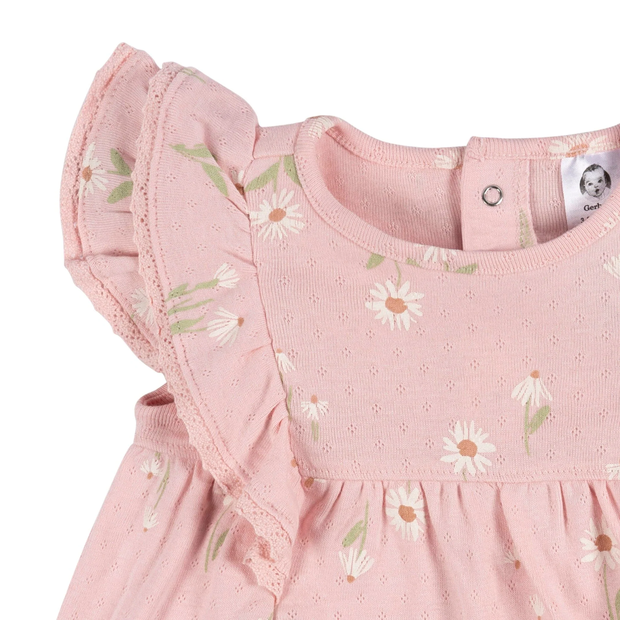 2-Piece Baby Girls Daisies Dress & Diaper Cover Set - Image 4