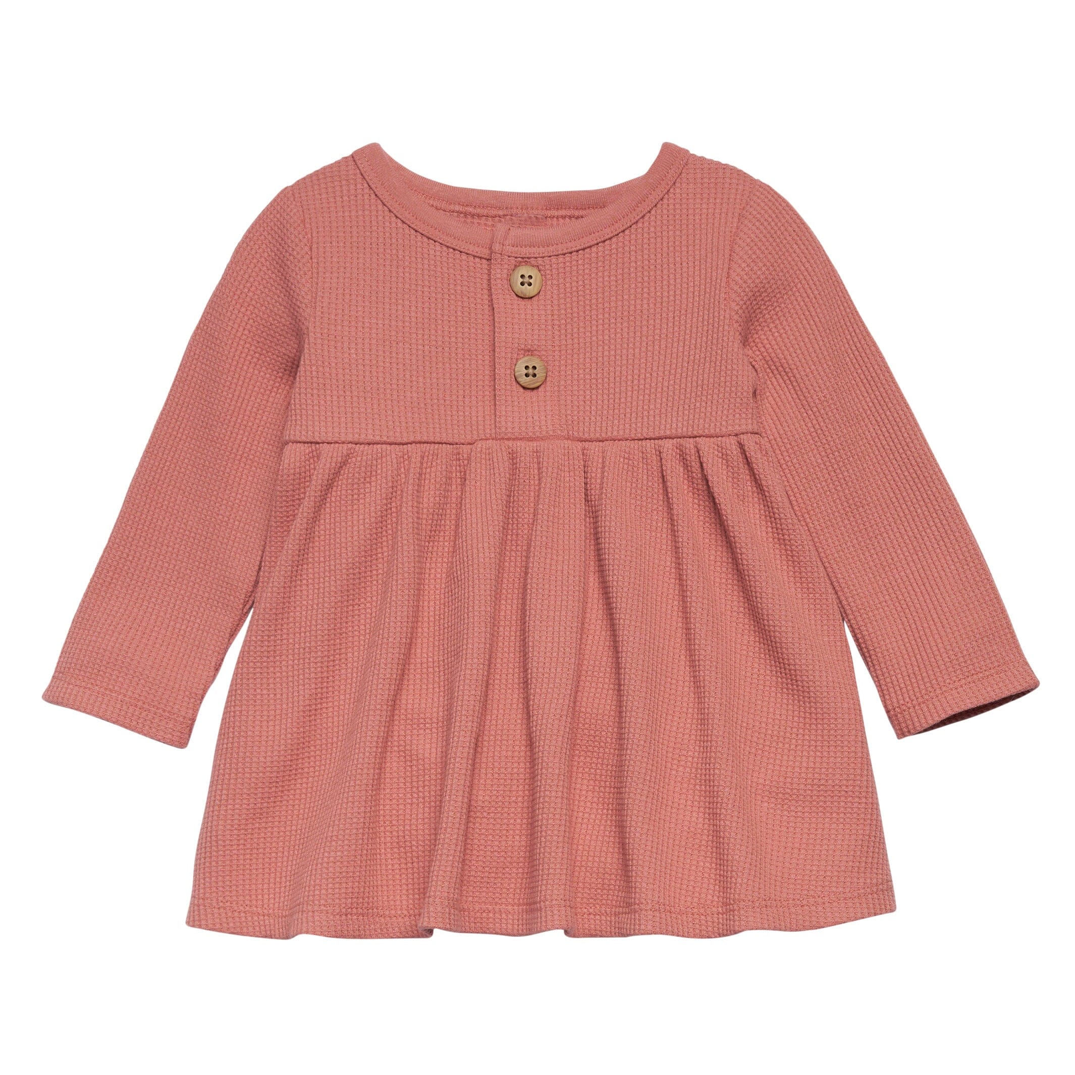 2-Piece Baby Girls Dark Pink Waffle Dress Set - Image 2