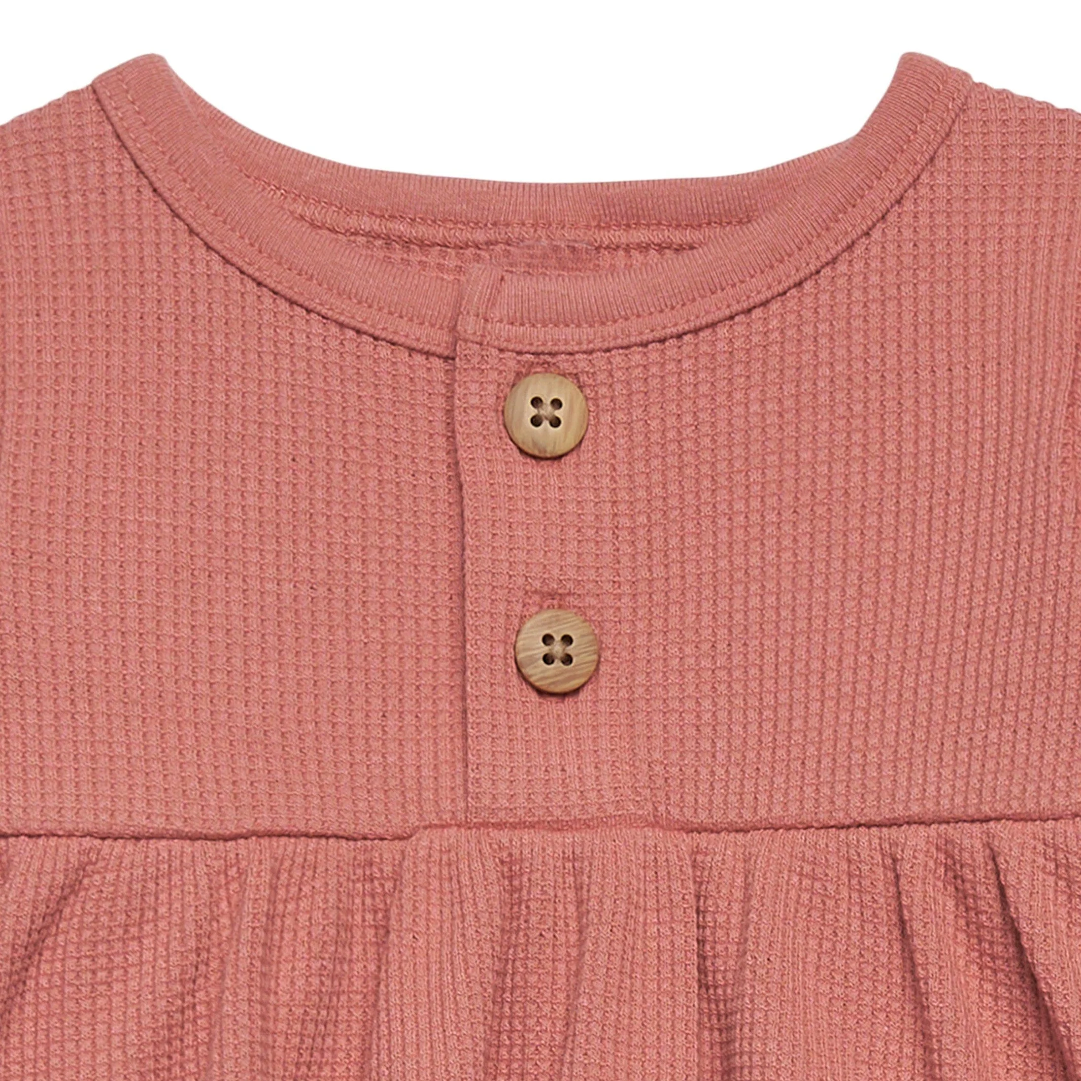 2-Piece Baby Girls Dark Pink Waffle Dress Set - Image 3