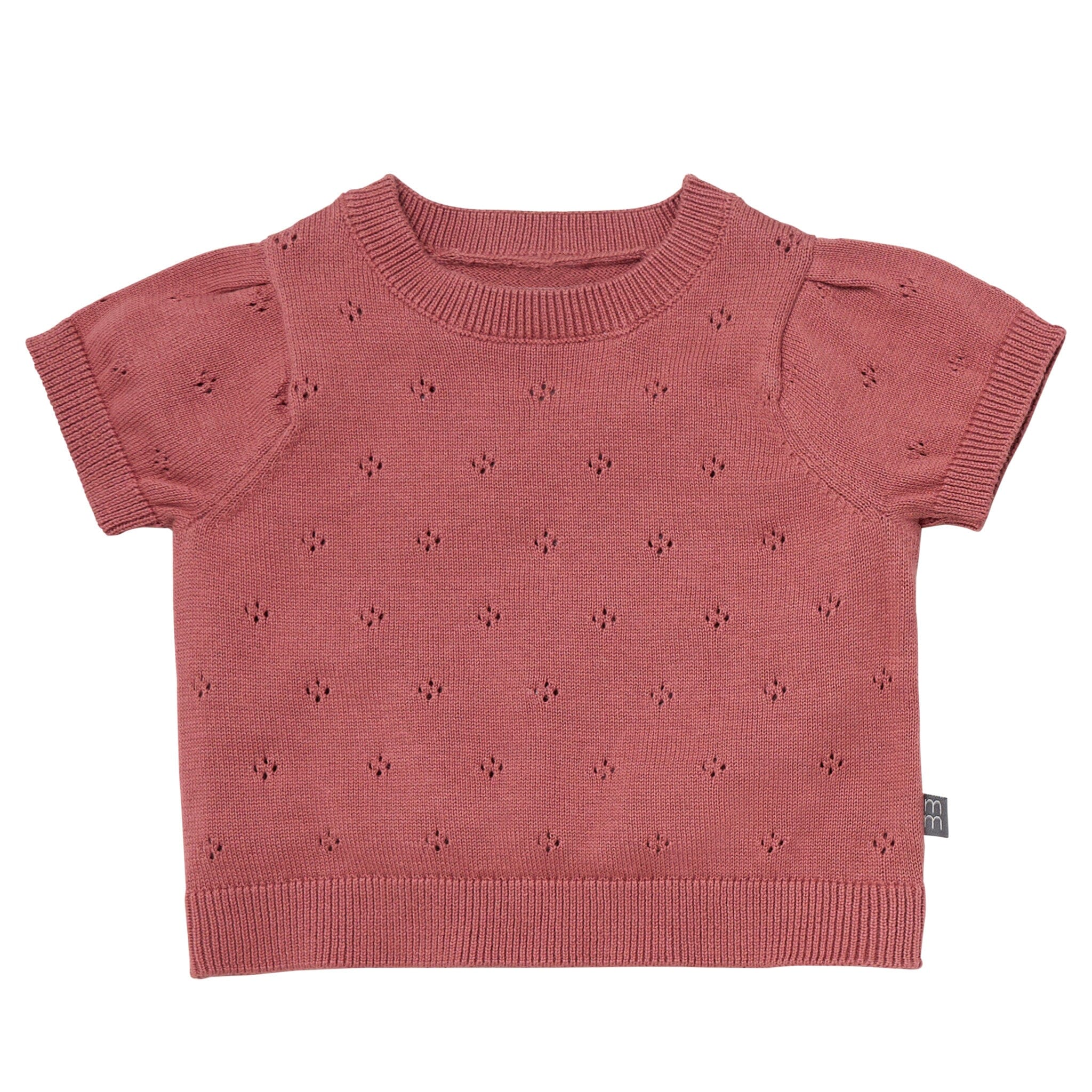 2-Piece Baby Girls Dark Rose Sweater Knit Top and Shorts Set - Image 4