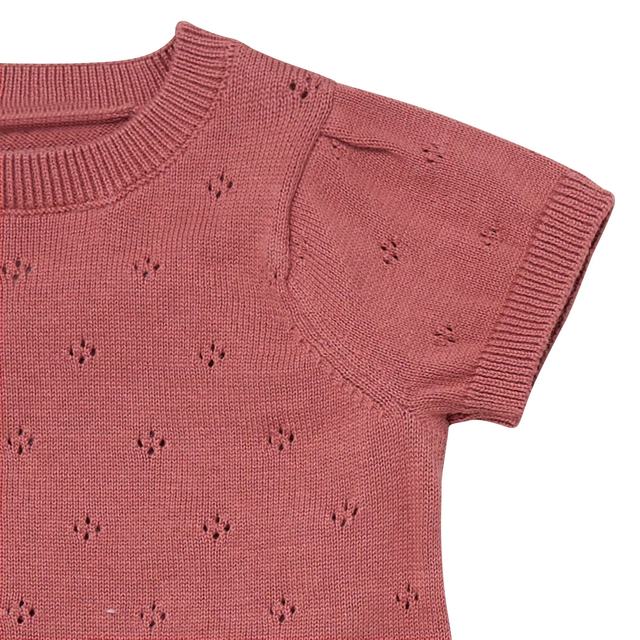 2-Piece Baby Girls Dark Rose Sweater Knit Top and Shorts Set - Image 6