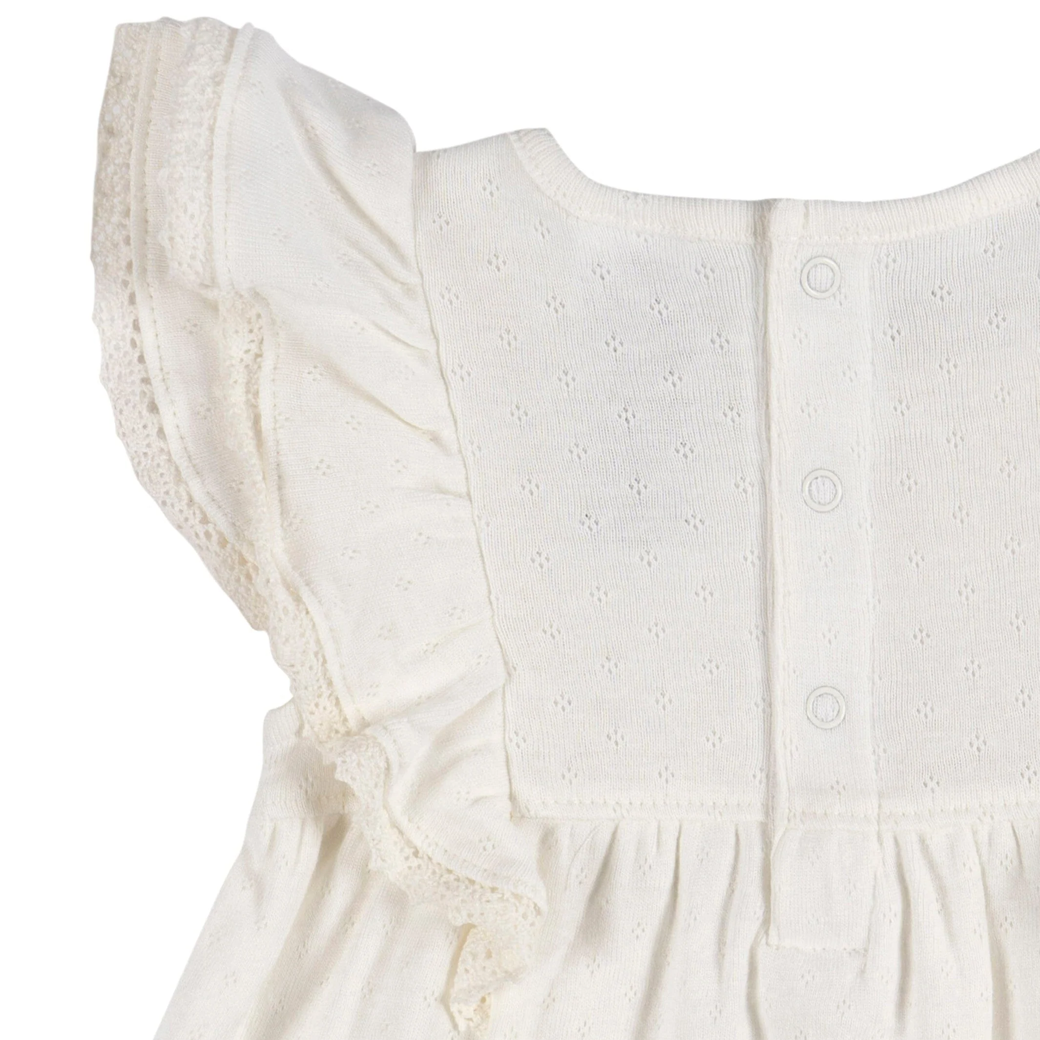 2-Piece Baby Girls Ivory Dress & Diaper Cover Set - Image 3