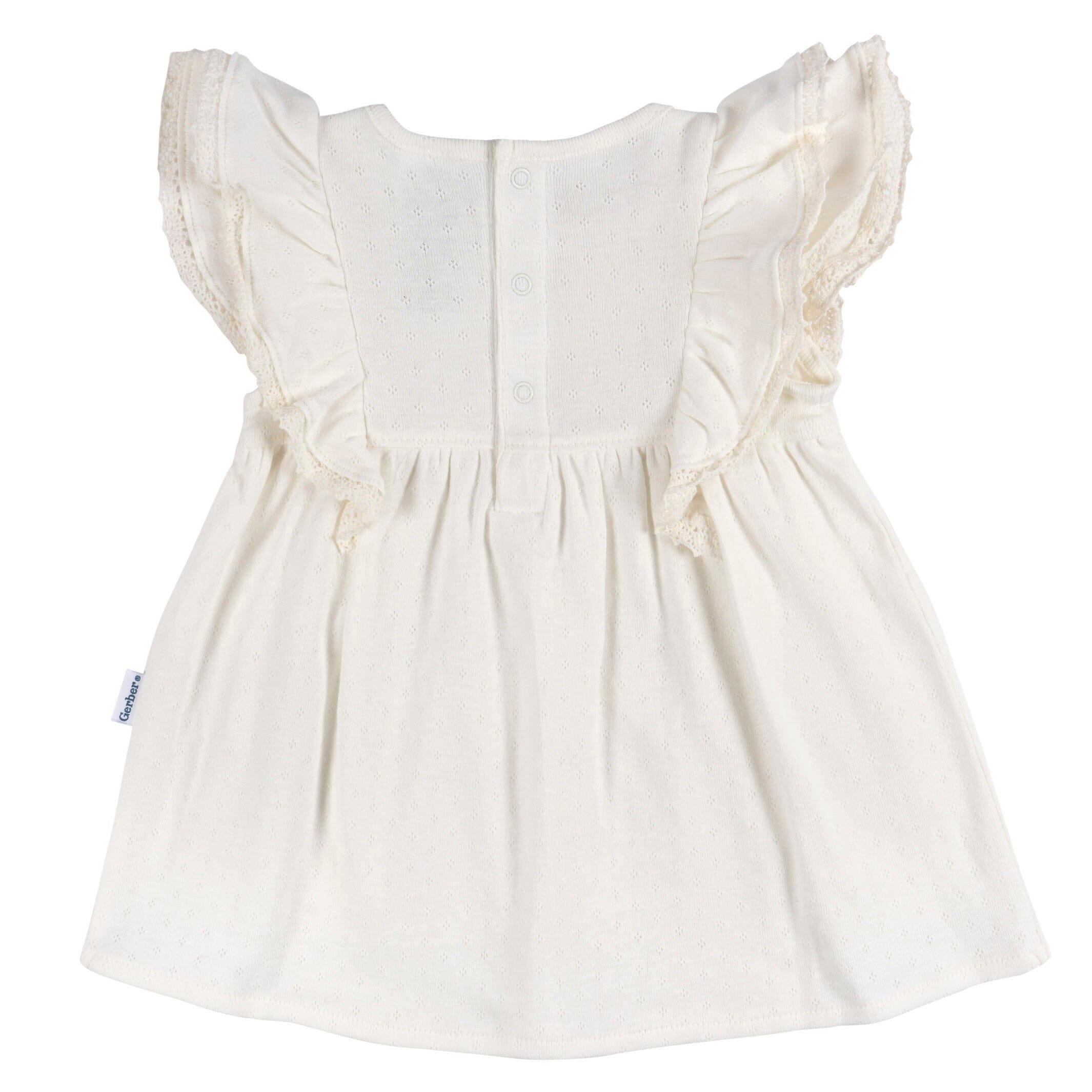 2-Piece Baby Girls Ivory Dress & Diaper Cover Set - Image 4