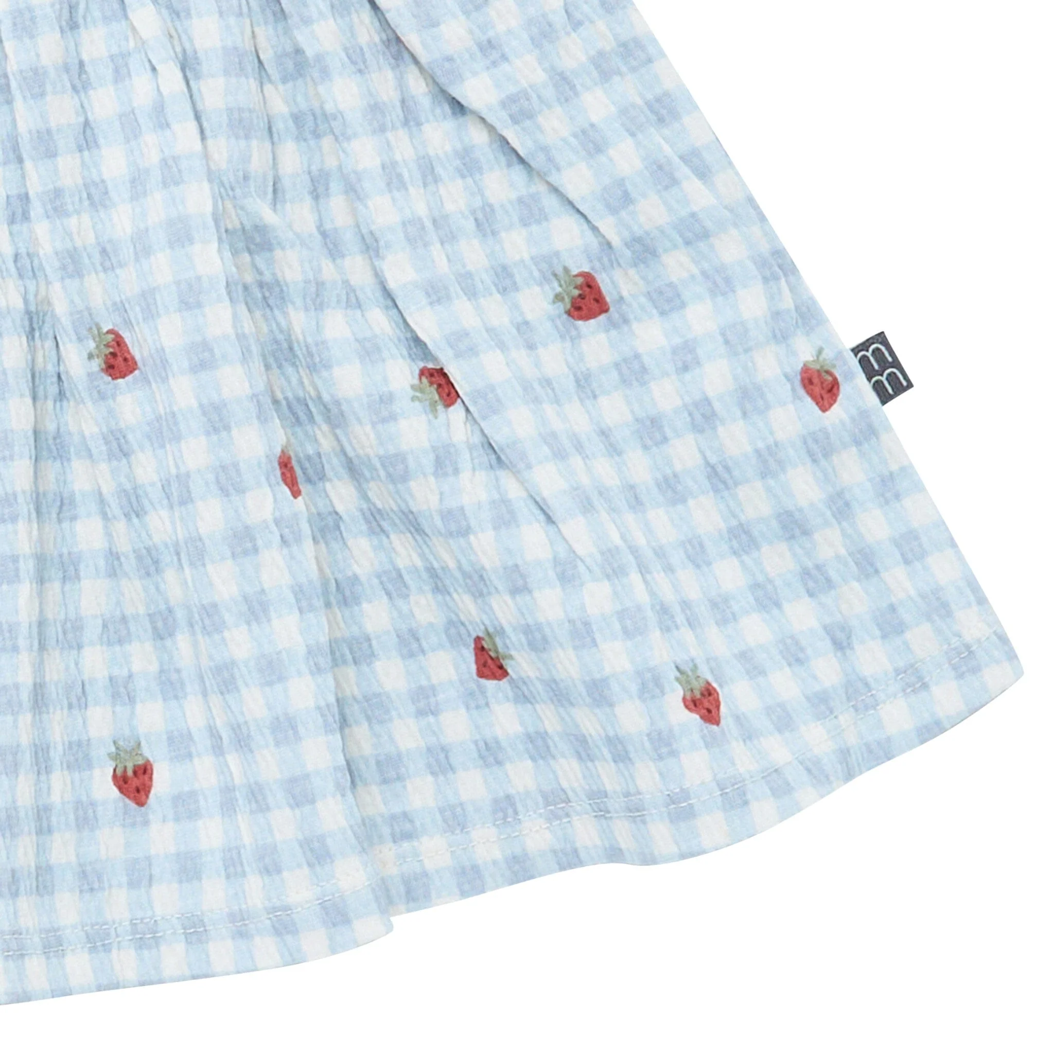 2-Piece Baby Girls Strawberry Gingham Ruffle Sleeve Dress and Diaper Cover Set - Image 6