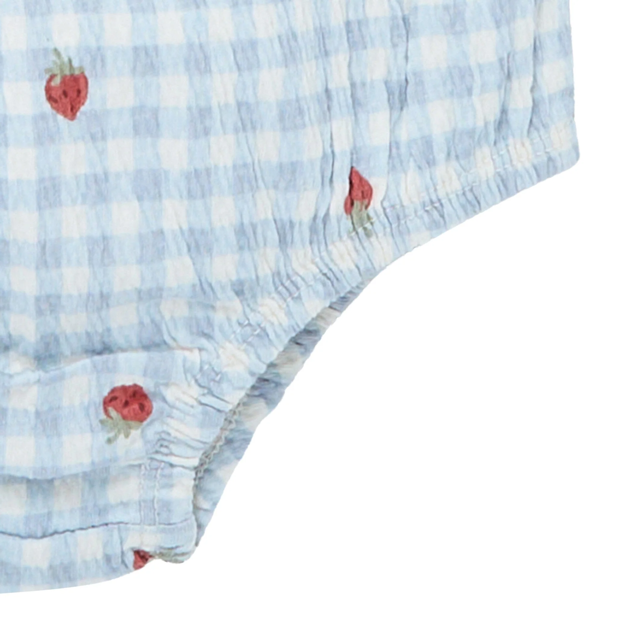 2-Piece Baby Girls Strawberry Gingham Ruffle Sleeve Dress and Diaper Cover Set - Image 8