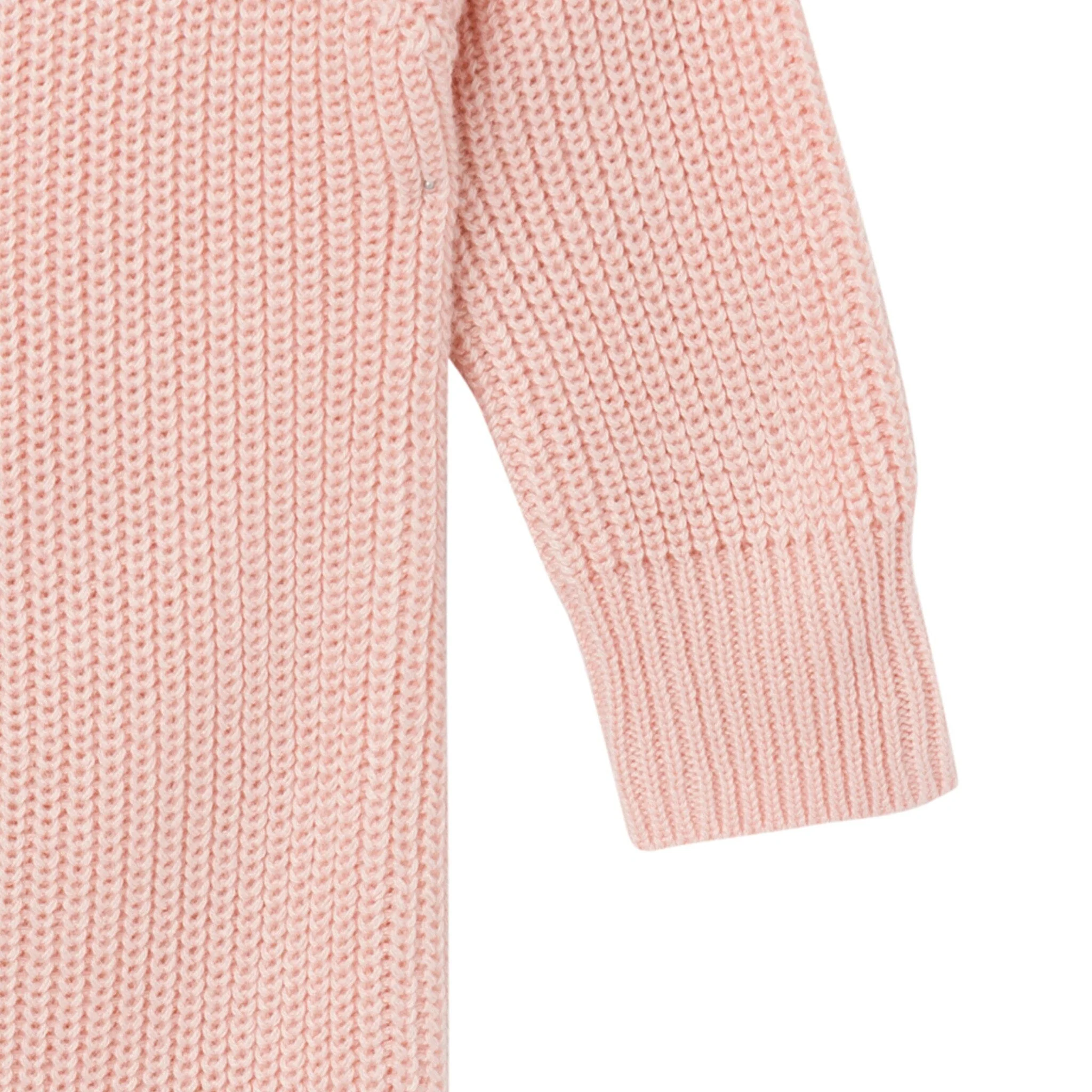 2-Piece Baby Girls Light Pink Sweater Romper & Hat Set - Image 6