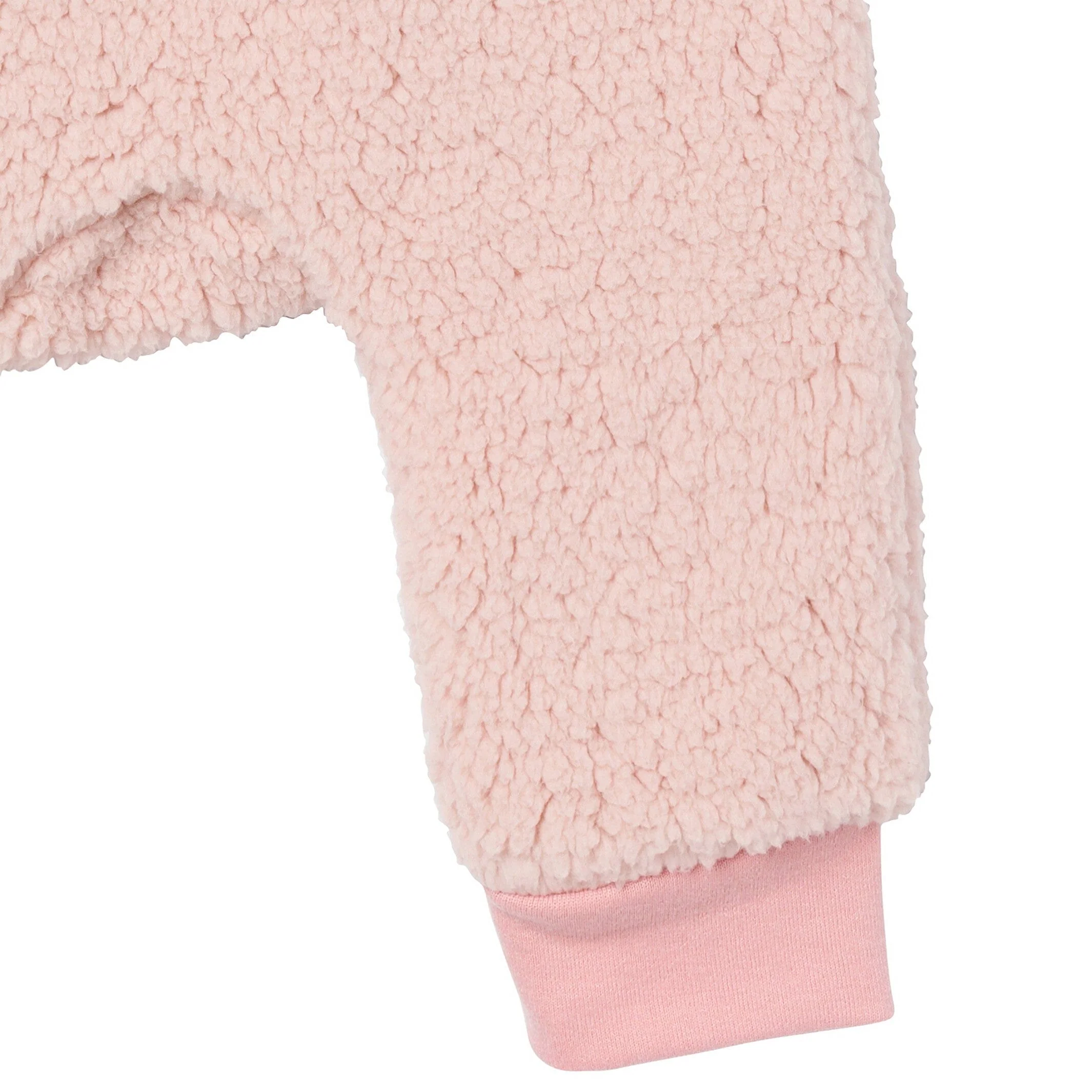 Embroidered 2-Piece Baby Girls Light Pink Sherpa Drop Shoulder Top & Pants - Image 8