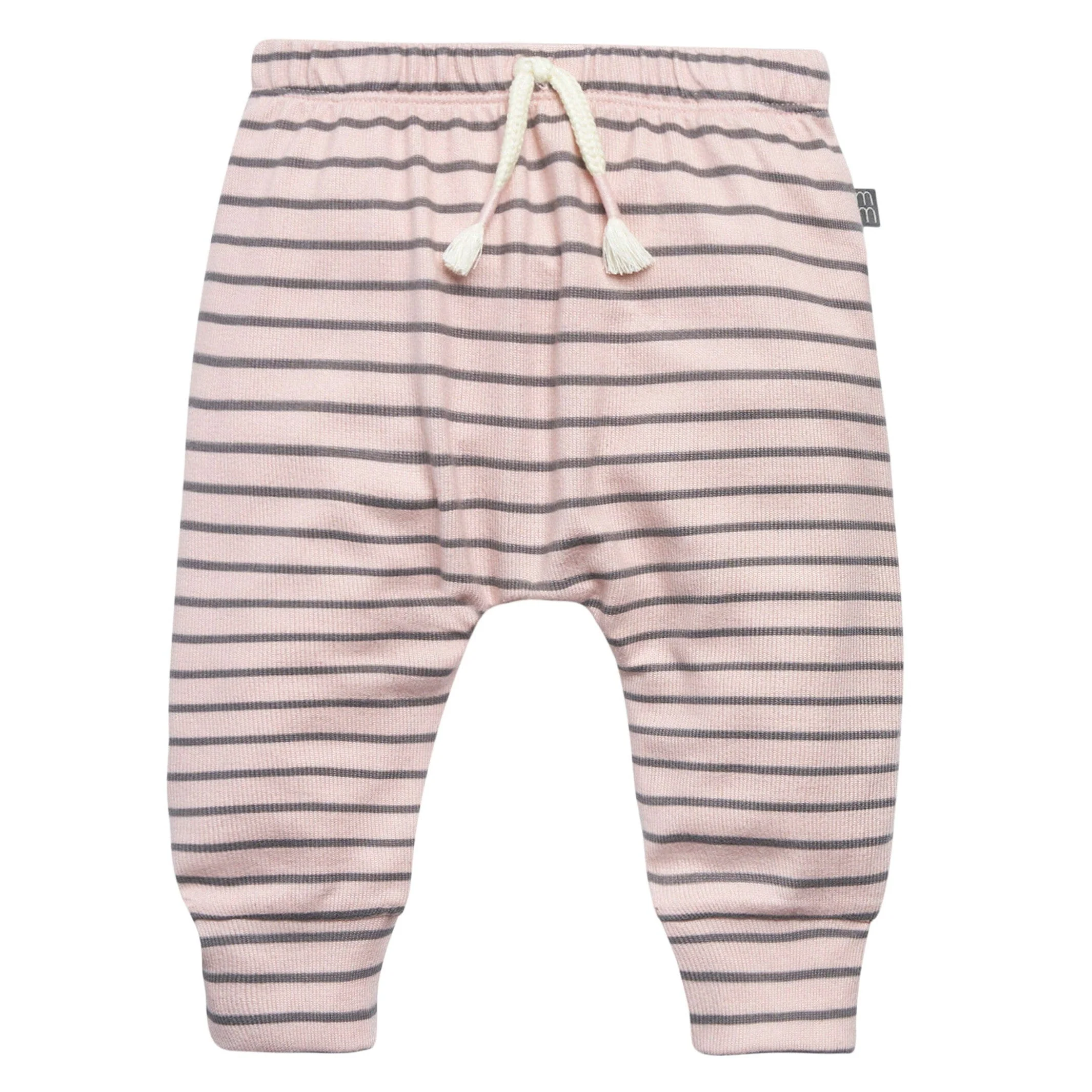 2-Piece Baby Girls Light Pink Stripe Hacci Peplum Top and Joggers Set - Image 6