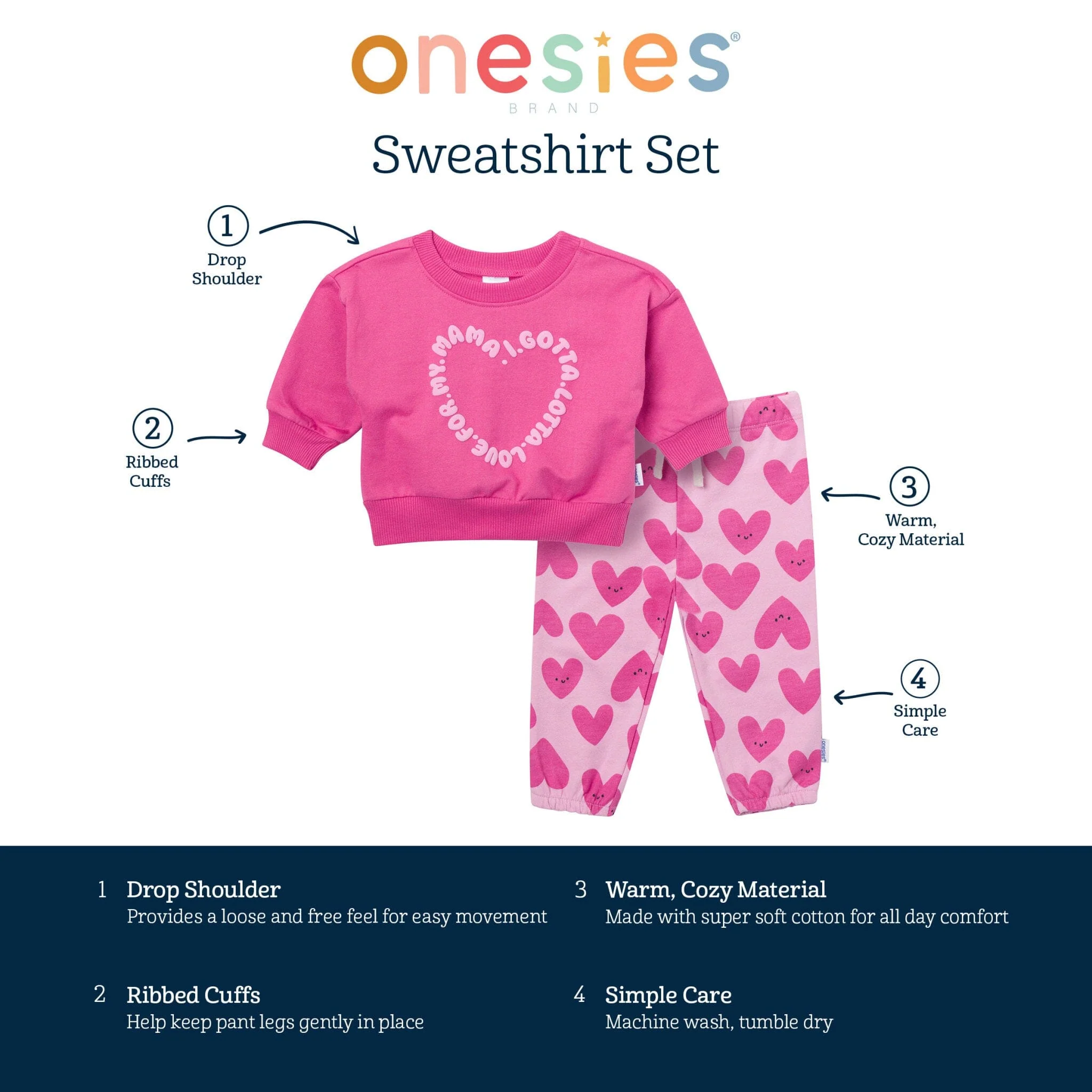 2-Piece Baby Girls Love Mama Sweatshirt Set - Image 9