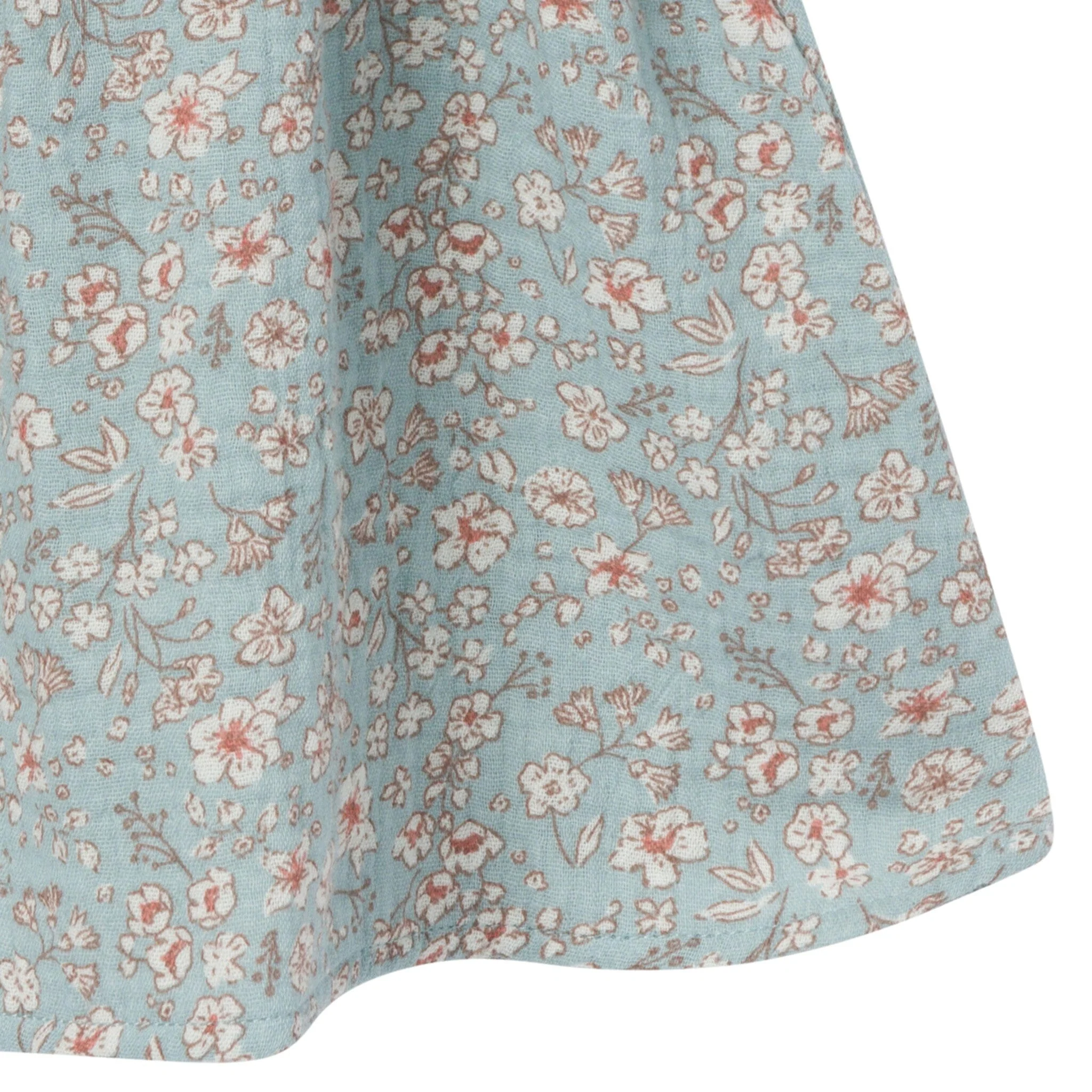 2-Piece Baby Girls Teal Ditsy Puffed Sleeve Dress and Diaper Cover - Image 4