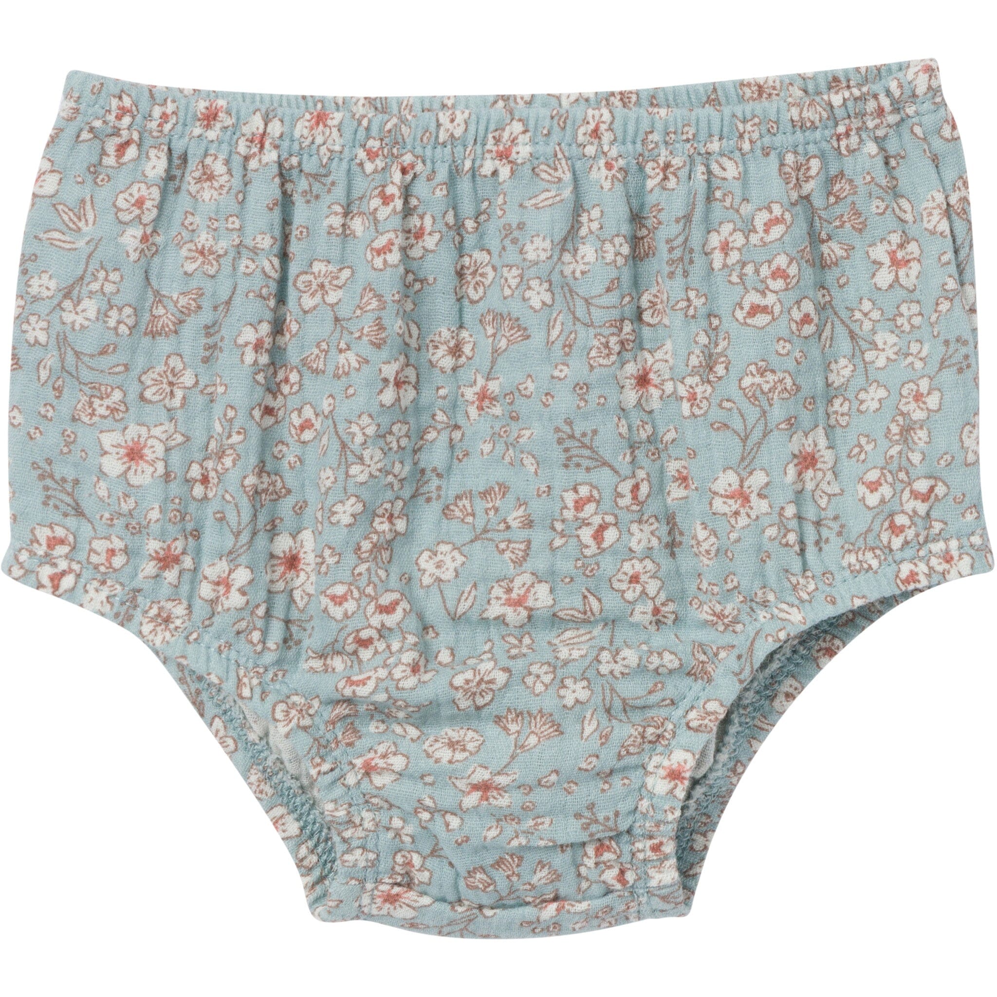 2-Piece Baby Girls Teal Ditsy Puffed Sleeve Dress and Diaper Cover - Image 5