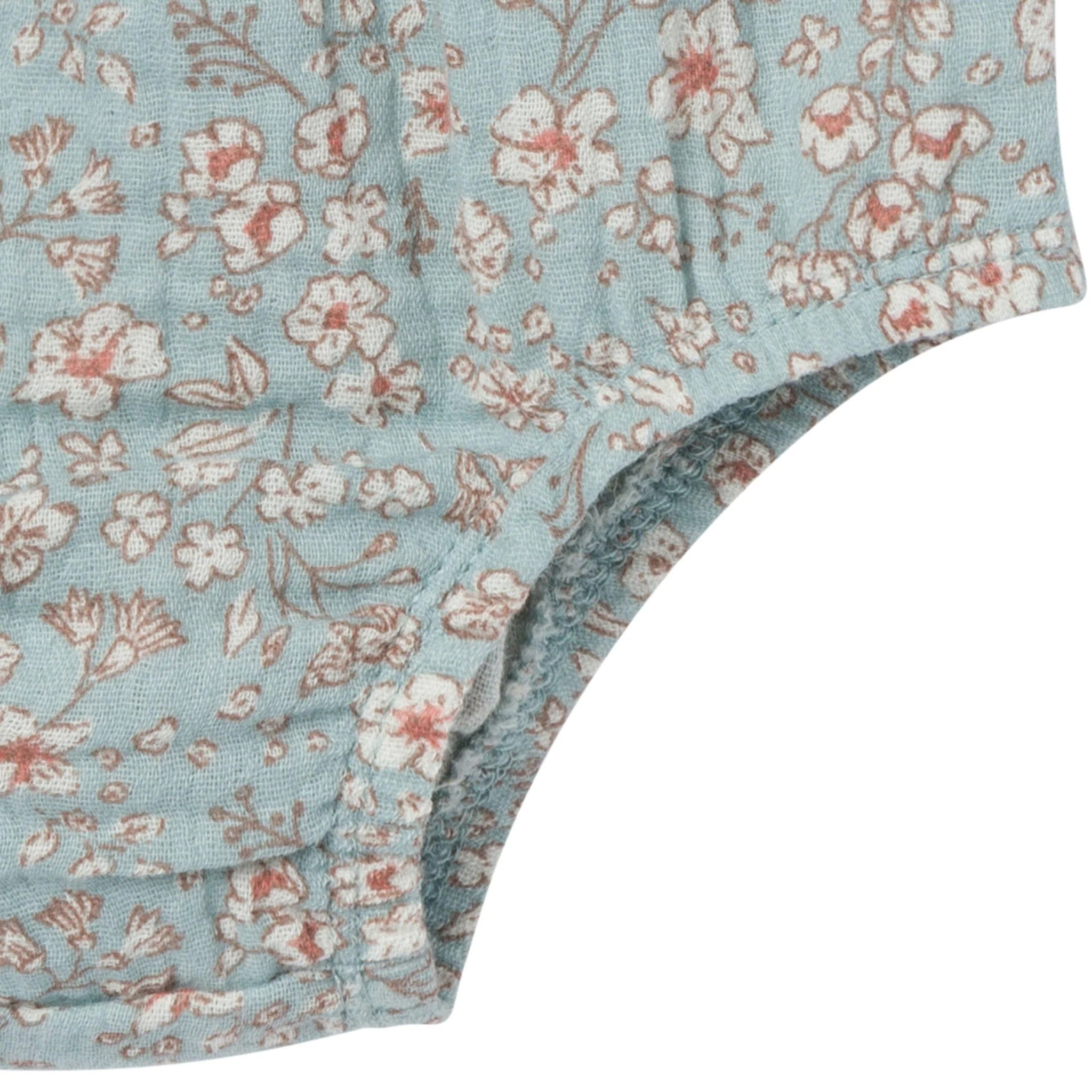 2-Piece Baby Girls Teal Ditsy Puffed Sleeve Dress and Diaper Cover - Image 6