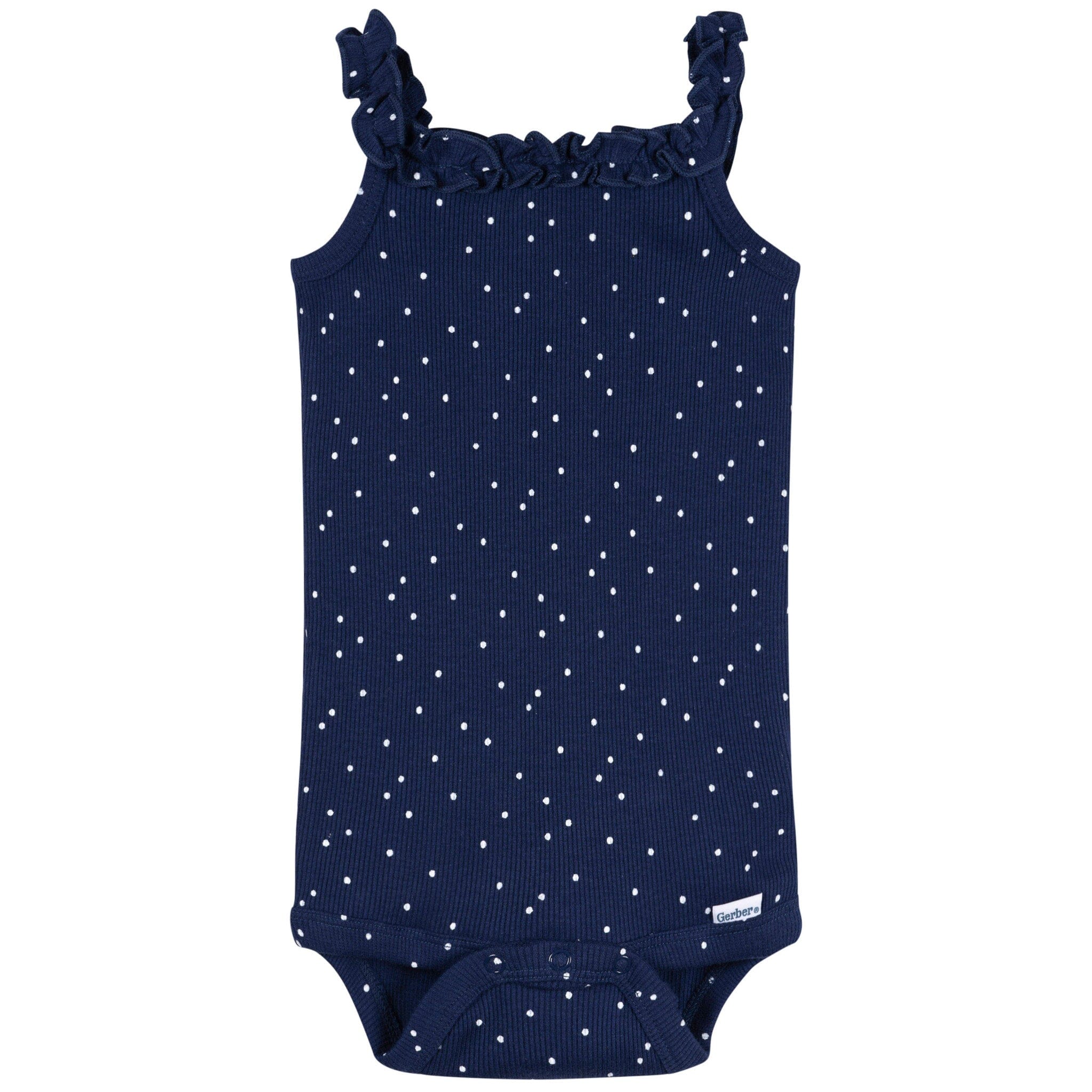 2-Piece Baby Girls Navy Dots Bodysuit & Shorts Set - Image 2