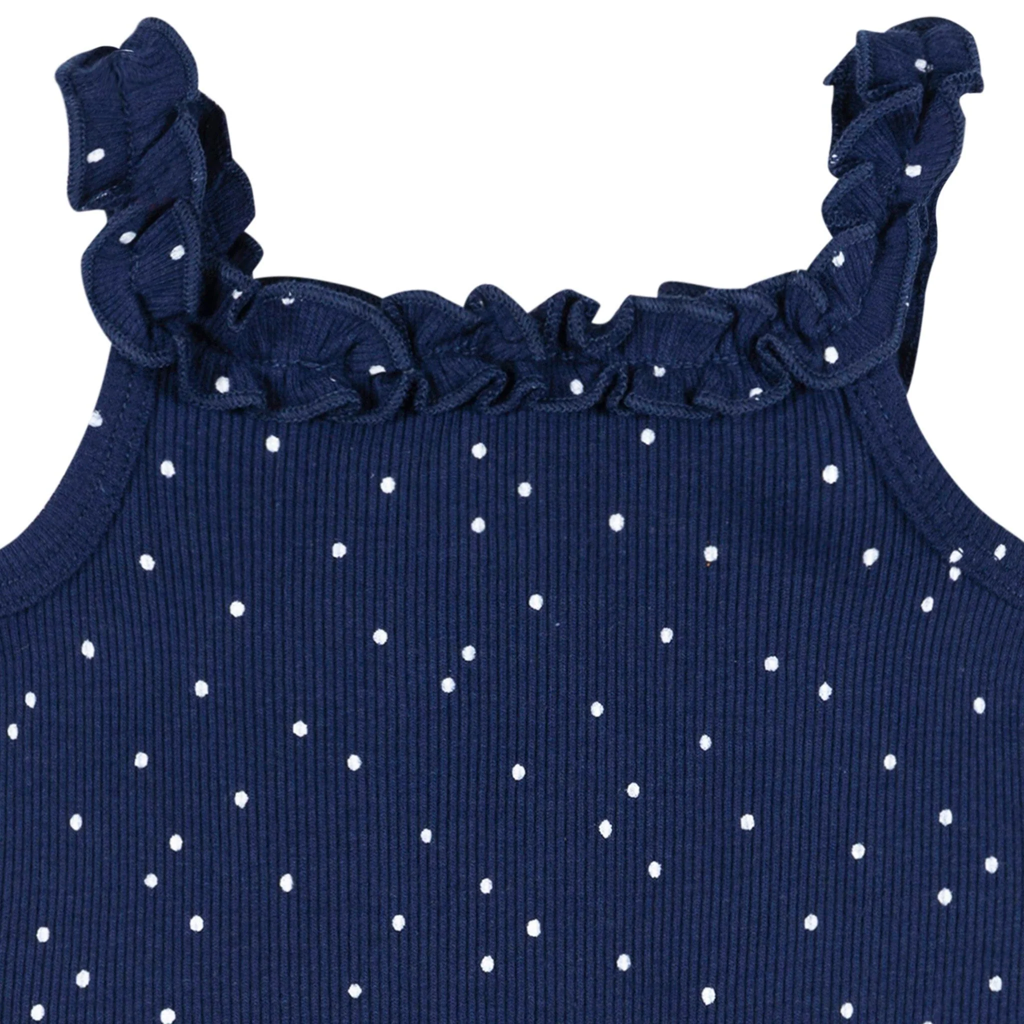 2-Piece Baby Girls Navy Dots Bodysuit & Shorts Set - Image 3