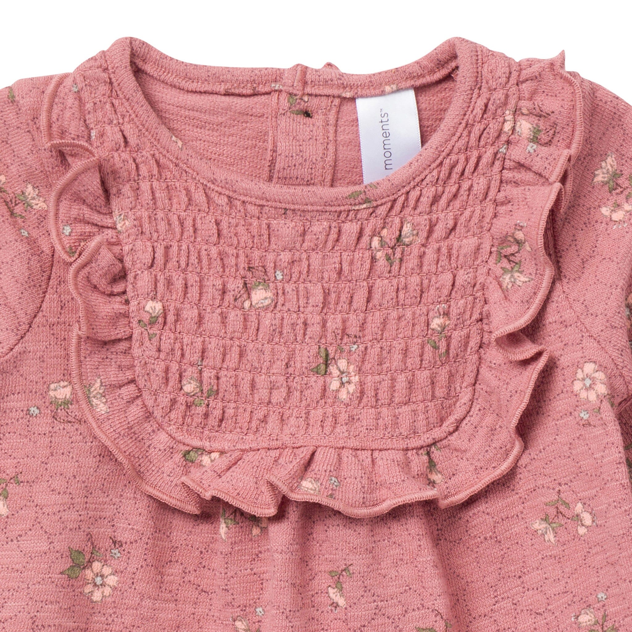 2-Piece Baby Girls Old Rose Floral Dress and Tights Set - Image 4